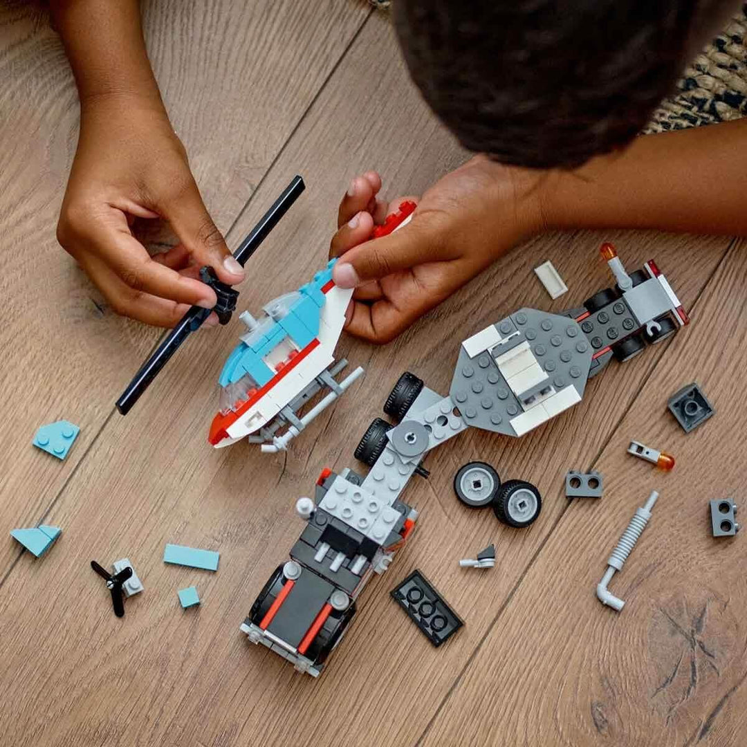 LEGO Creator 3in1 Flatbed Truck with Helicopter - 270 Piece Building Set for Ages 7+