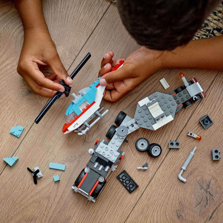 LEGO Creator 3in1 Flatbed Truck with Helicopter - 270 Piece Building Set for Ages 7+