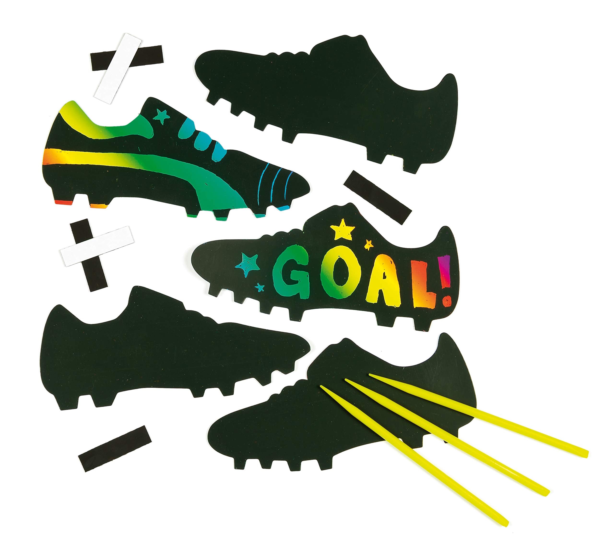 Baker Ross Football Boot Scratch Art Magnets - 10 Pack | Self-Adhesive | Includes Tools