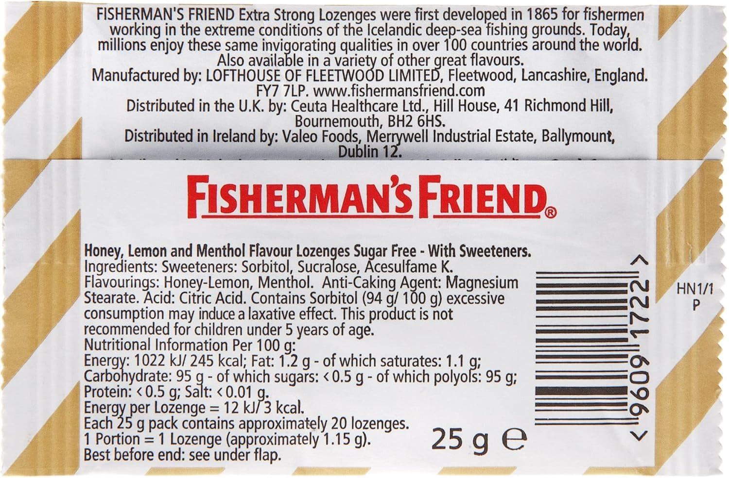 Fisherman's Friend - Honey & Lemon Sugar-Free Extra Strong Menthol Lozenges 4