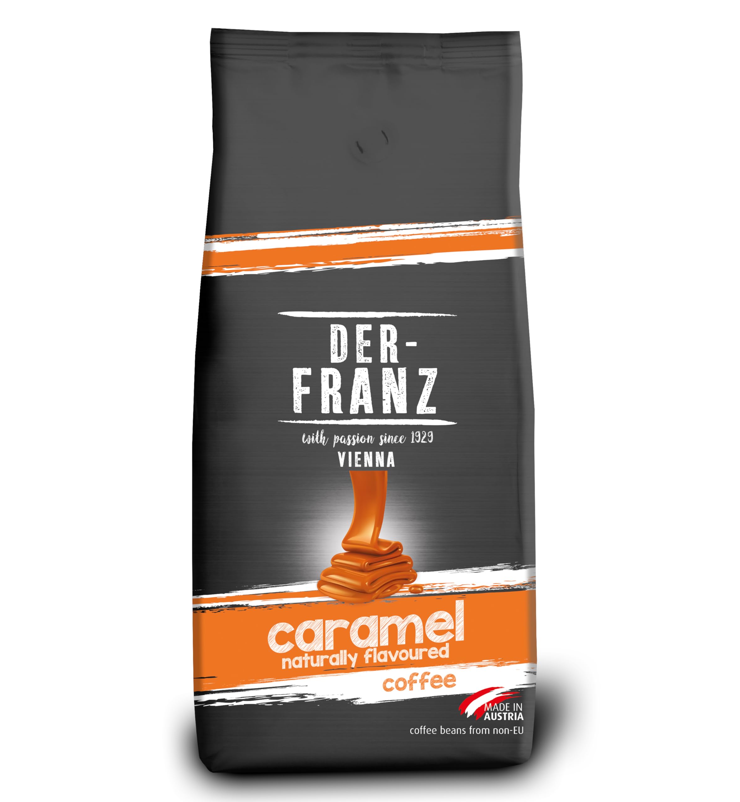 Der-Franz Caramel Flavored Coffee - Whole Roasted Beans | 80% Arabica/20% Robusta | 1kg