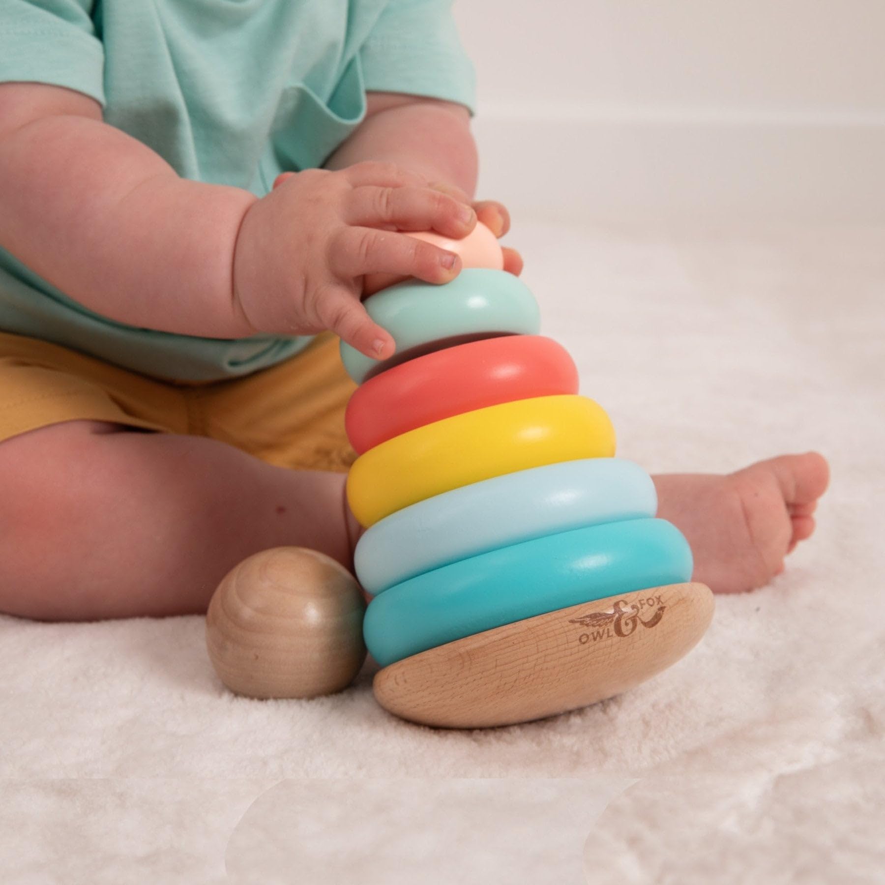 Owl & Fox Wooden Topple Tower - Stacking Toy for Toddlers 12 Months+ 5