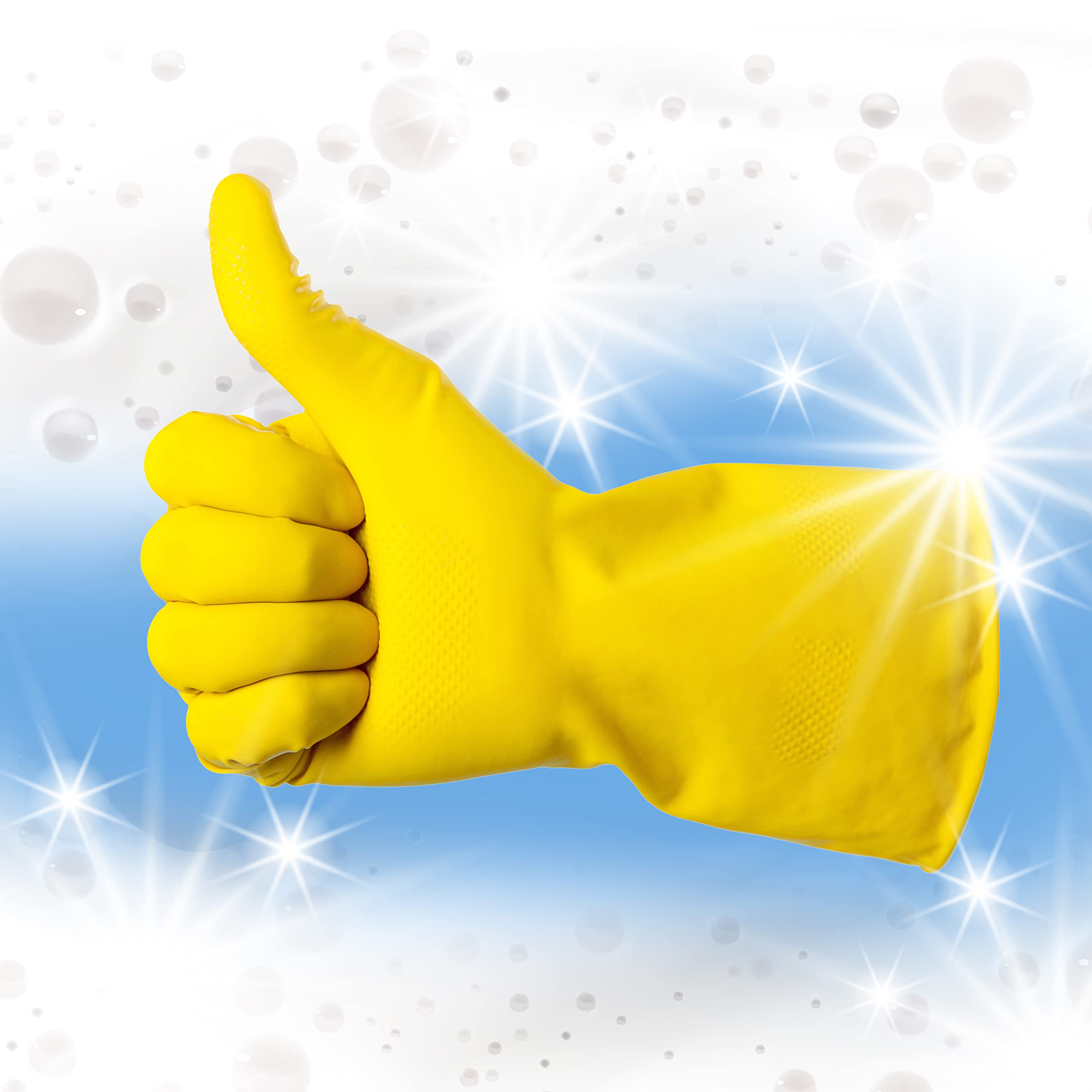 Duzzit - Household Gloves 100% Latex Comfort Fit Flock Lined Pack of 2 Size Small 6