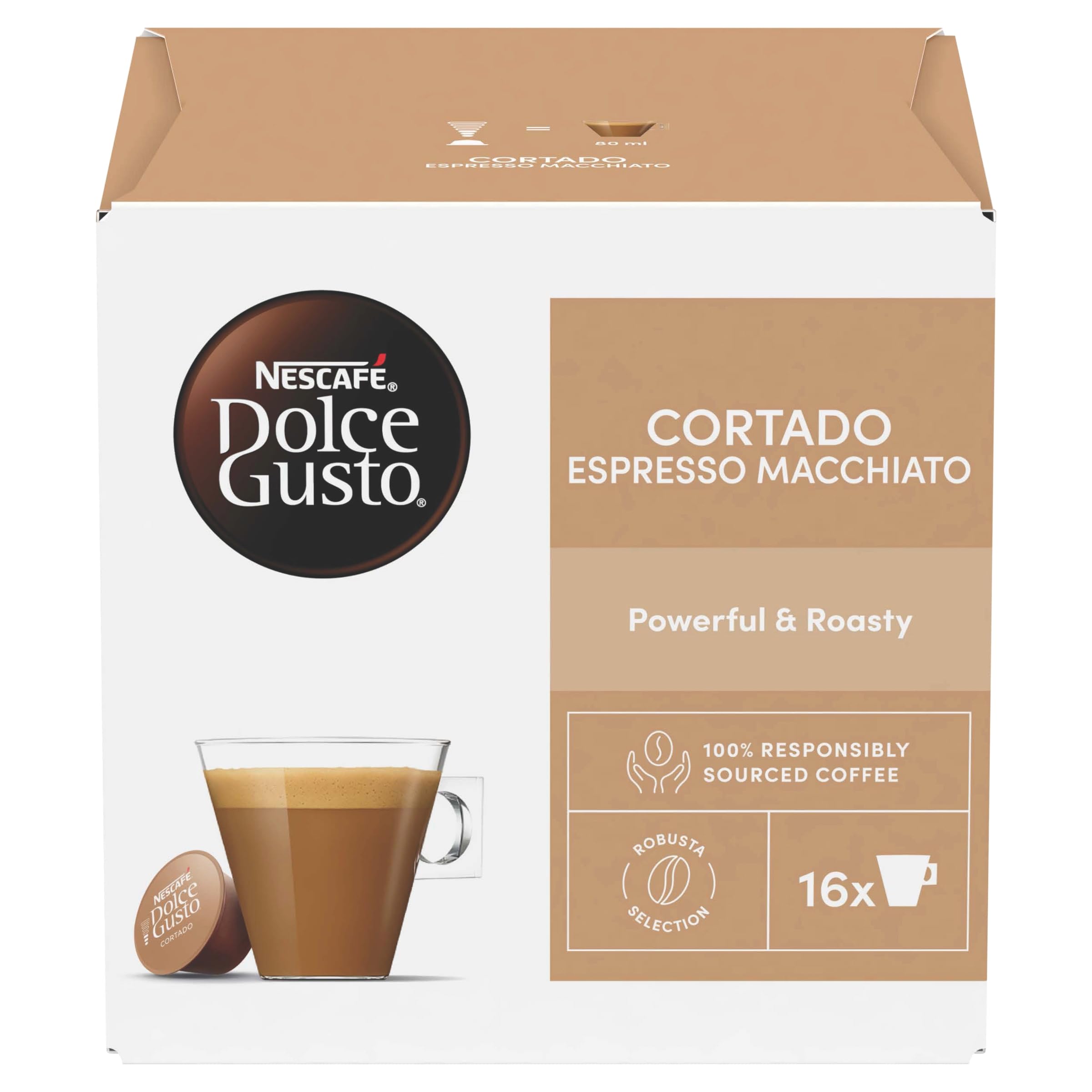 Nescafé Dolce Gusto Cortado Espresso Macchiato Coffee Pods - 16 Capsules
