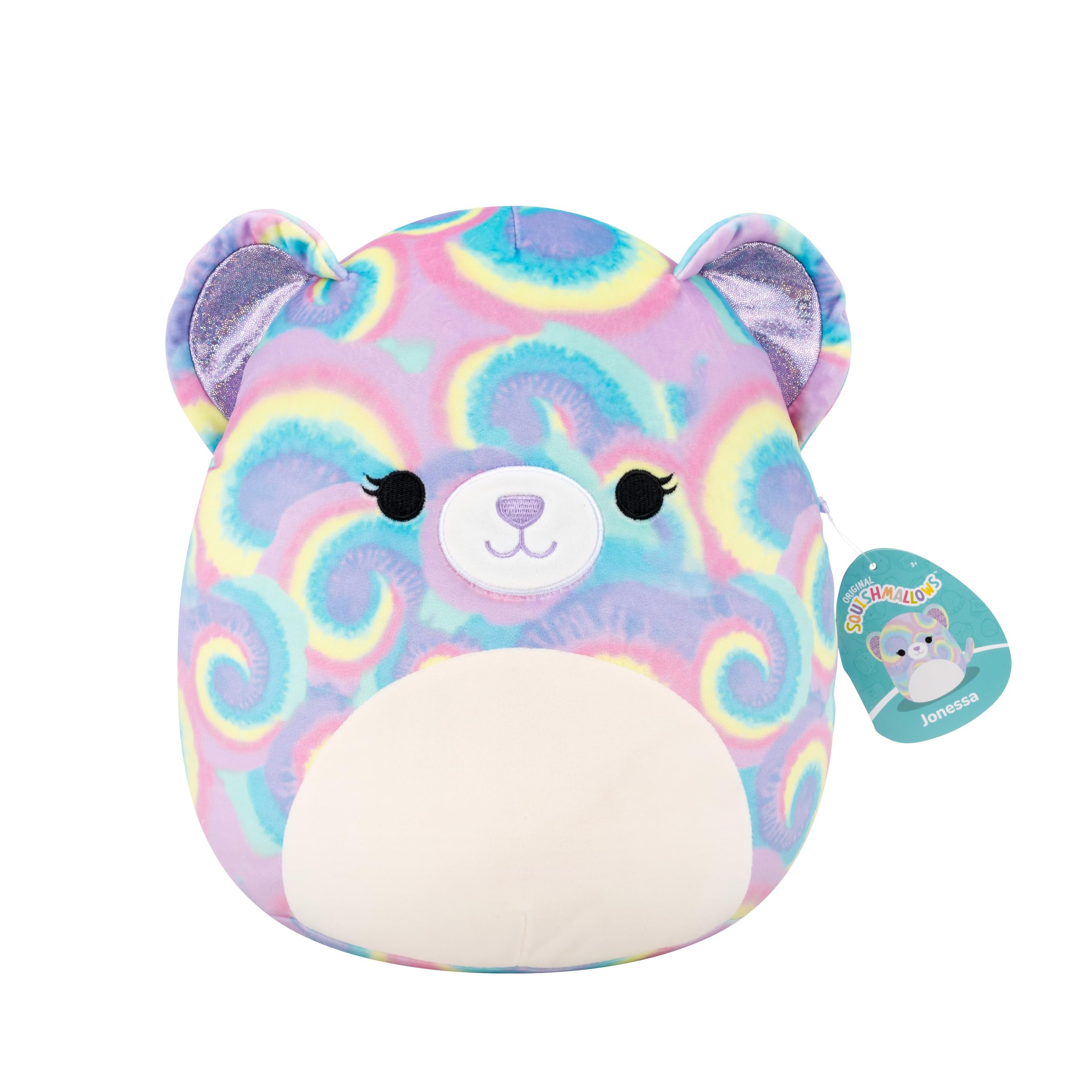 Squishmallows 12-Inch Jonessa the Psychedelic Tie-Dye Bear Plush Toy - Soft Stuffed Animal for Kids 3 Years and Up