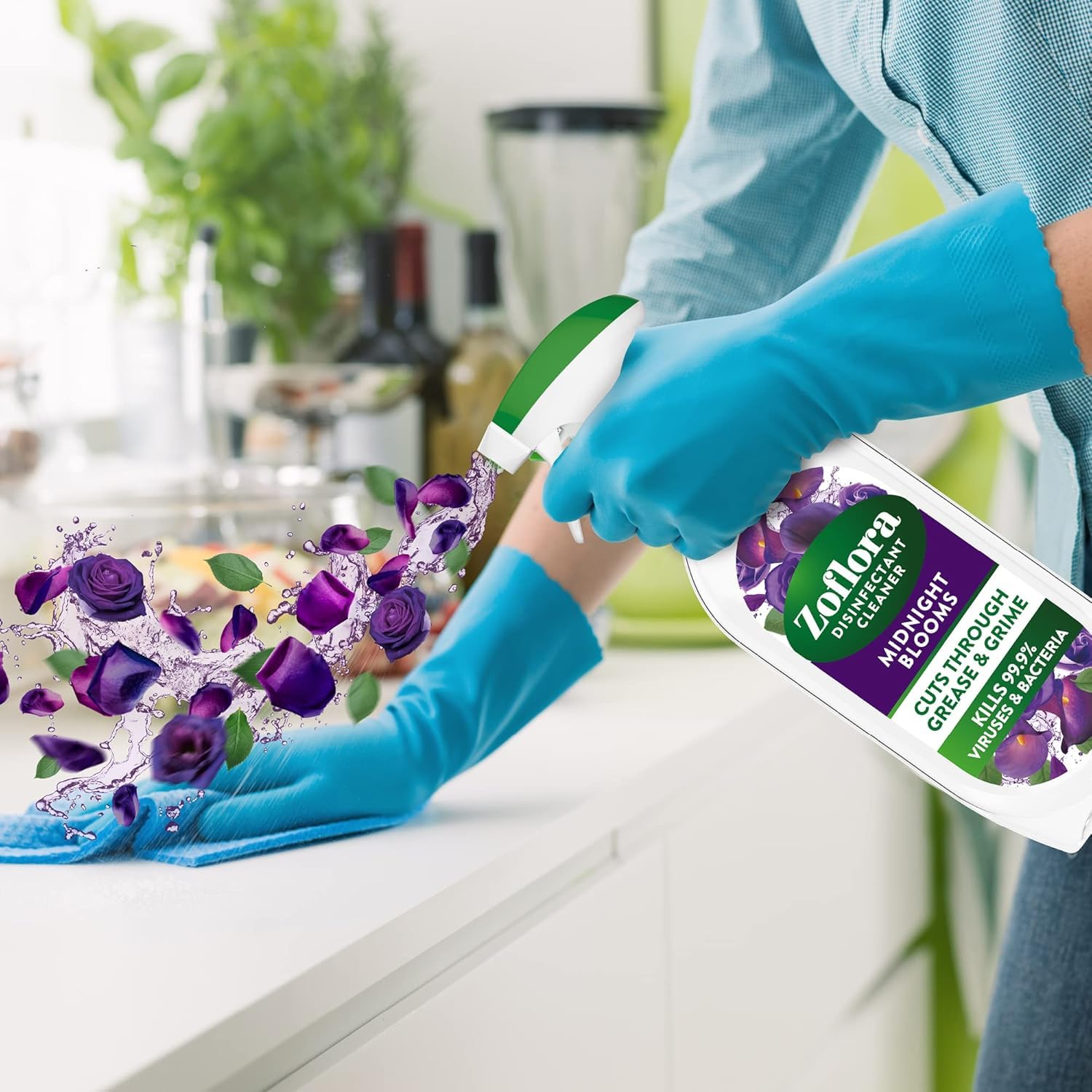 Zoflora Midnight Blooms Multipurpose Cleaner Trigger Spray - Kills 99.9% of Viruses & Bacteria | Cuts Through Grease & Grime | 800ml 3