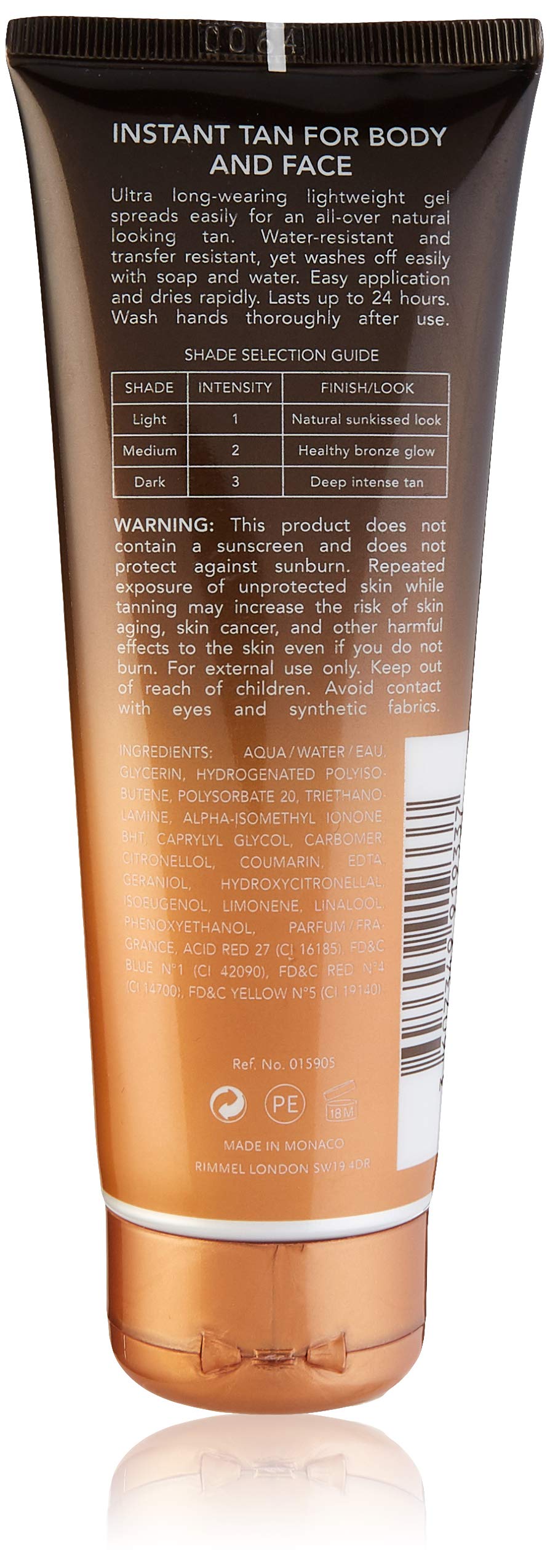 Rimmel Sunshimmer Water Resistant Instant Tan Wash Off Matte - Light, 125 ml