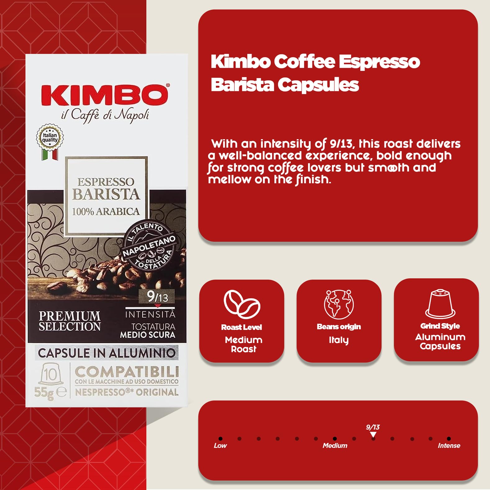 Kimbo Espresso Barista Capsules - Nespresso Compatible | 100% Arabica | Intensity 9/13 | 10 Count 2