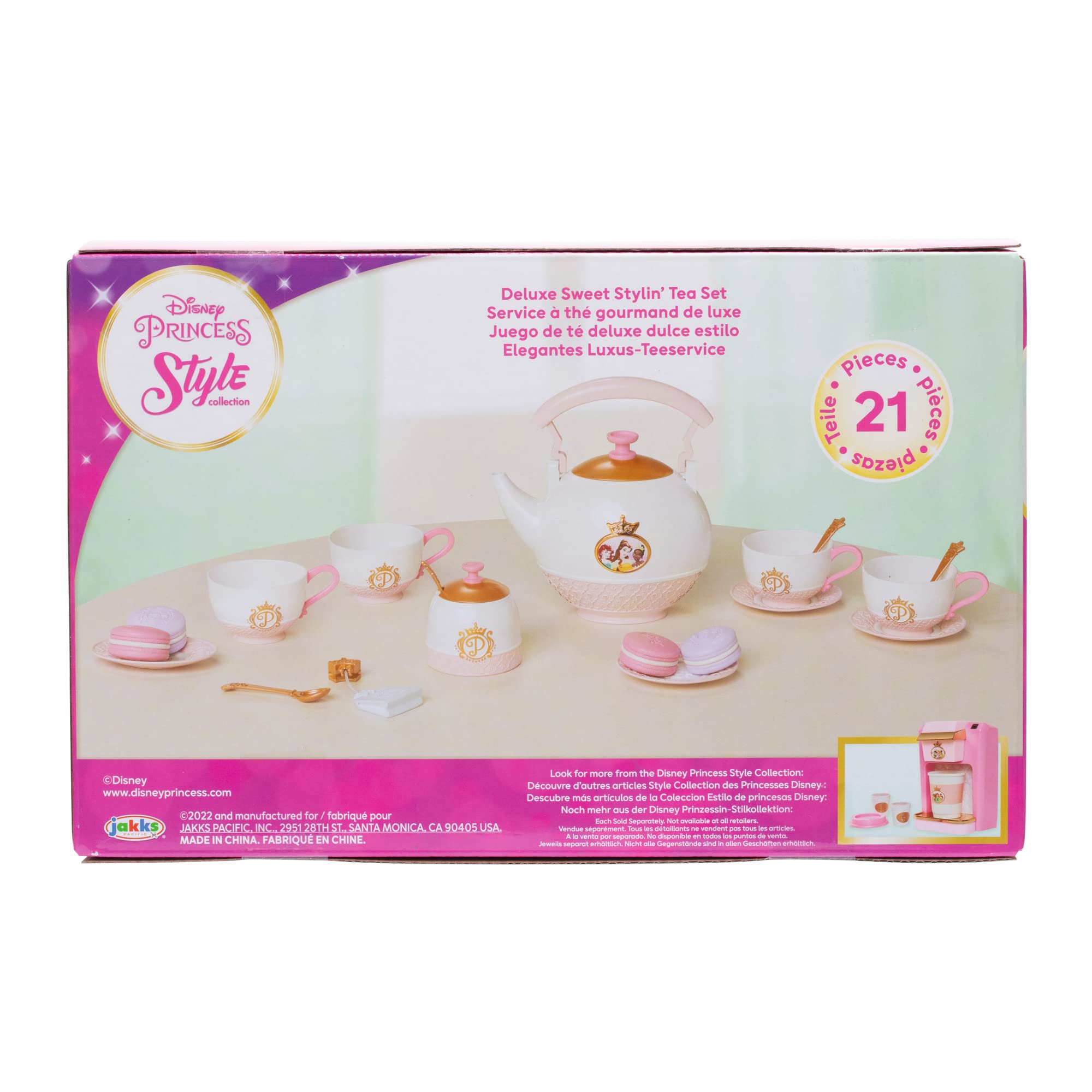 Disney Princess Style Collection 21-Piece Tea Set Playset for Girls Ages 3+ 16