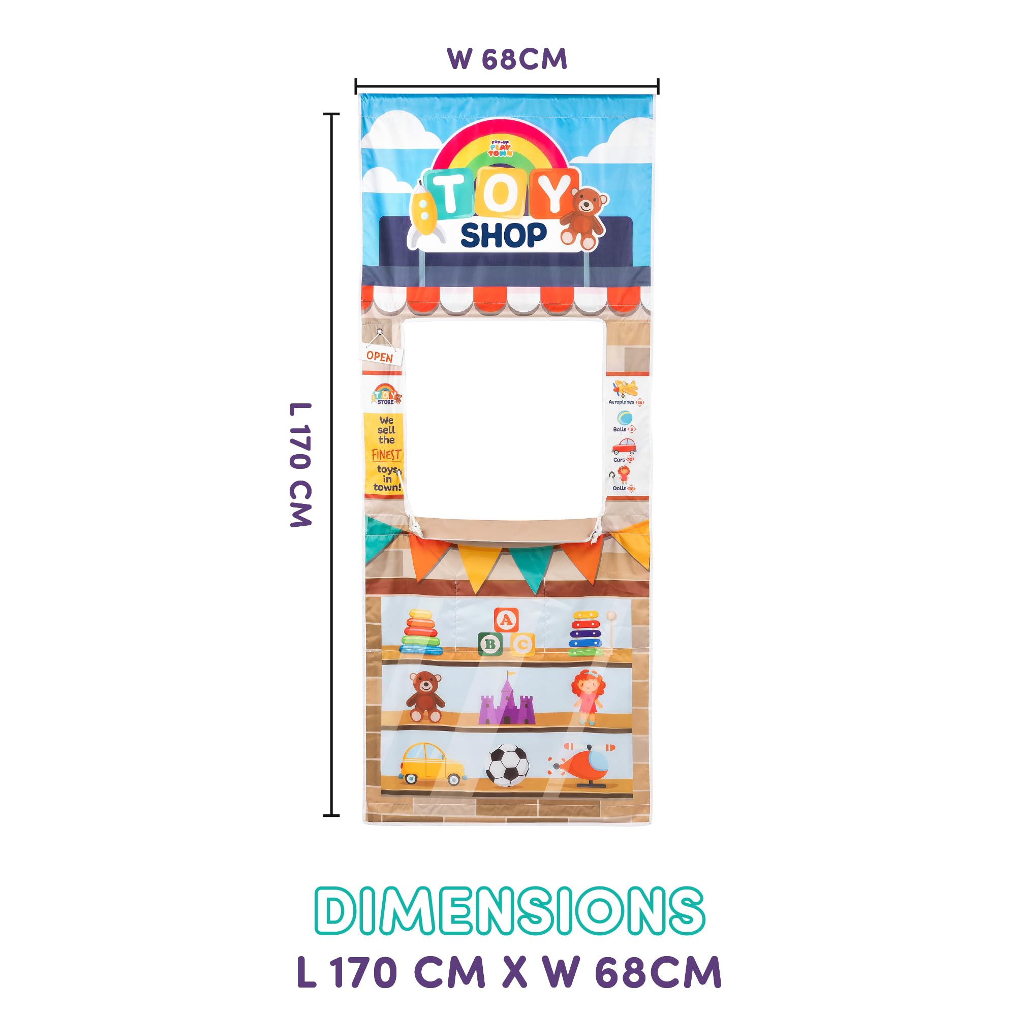 Playhouse Pop Up Play Town Hanging Doorway Toy Shop with Curtain 14