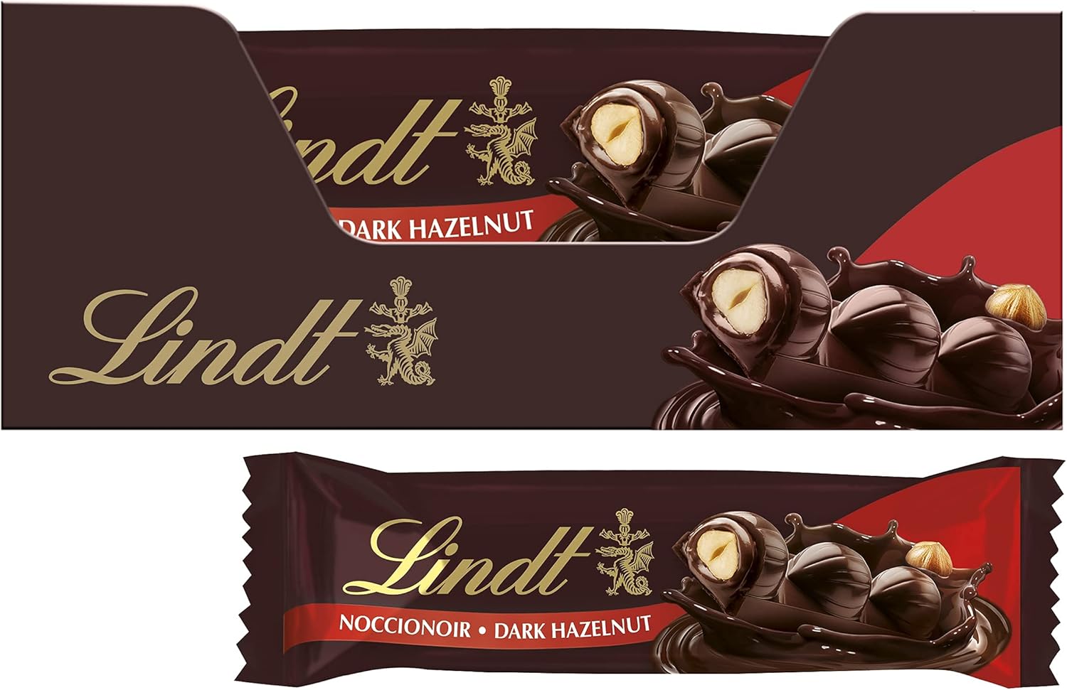 Lindt Noccionoir Dark Chocolate with Whole Hazelnuts, 35g x 18 Pack 1