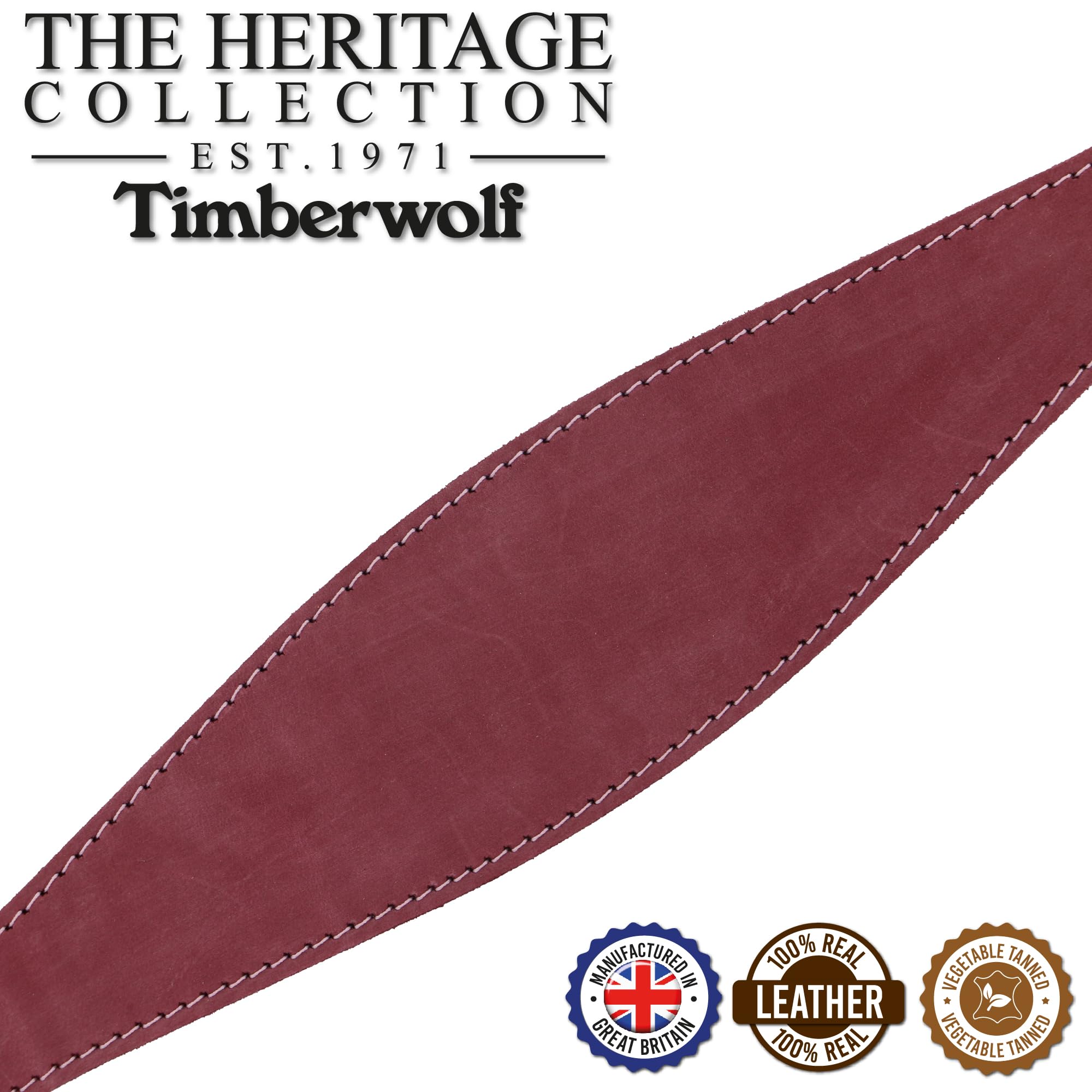 Ancol Timberwolf Leather Dog Collar - Raspberry | 30-34 cm Size | UK Crafted