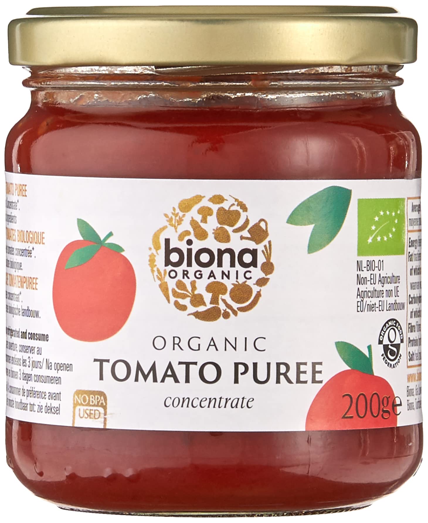 Biona Organic Tomato Puree 200g - 100% Organic Tomato Concentrate 1