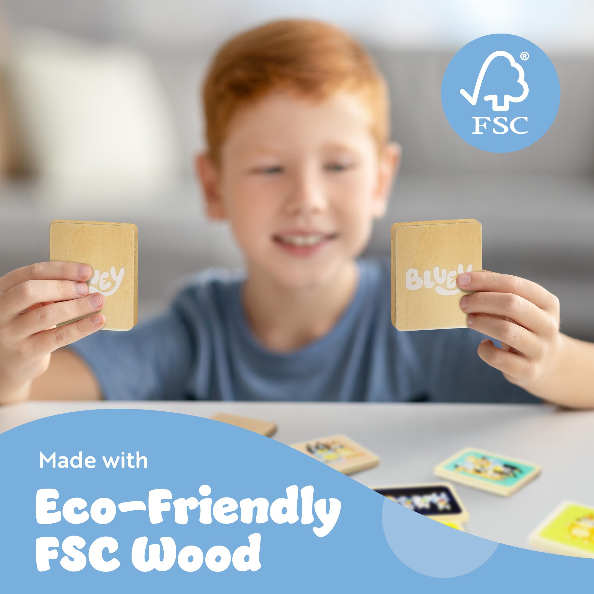 Bluey Wooden Memory Game for Kids Ages 2+ - Matching & Pairing Card Game | Durable Wood 4