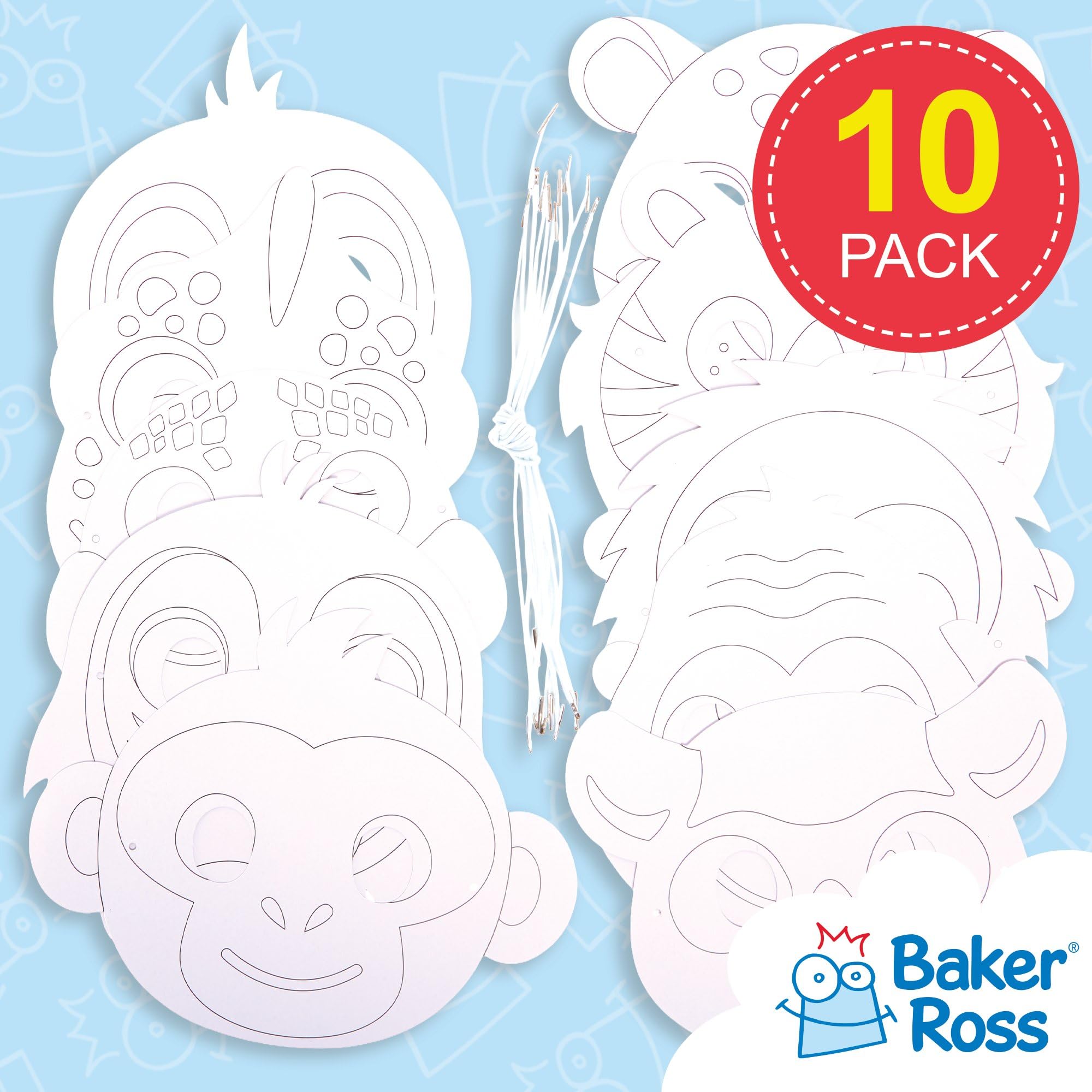 Baker Ross FX556 Rainforest Animal Colour In Masks - Pack of 10 | Felt Cloth | Ages 3+ 2