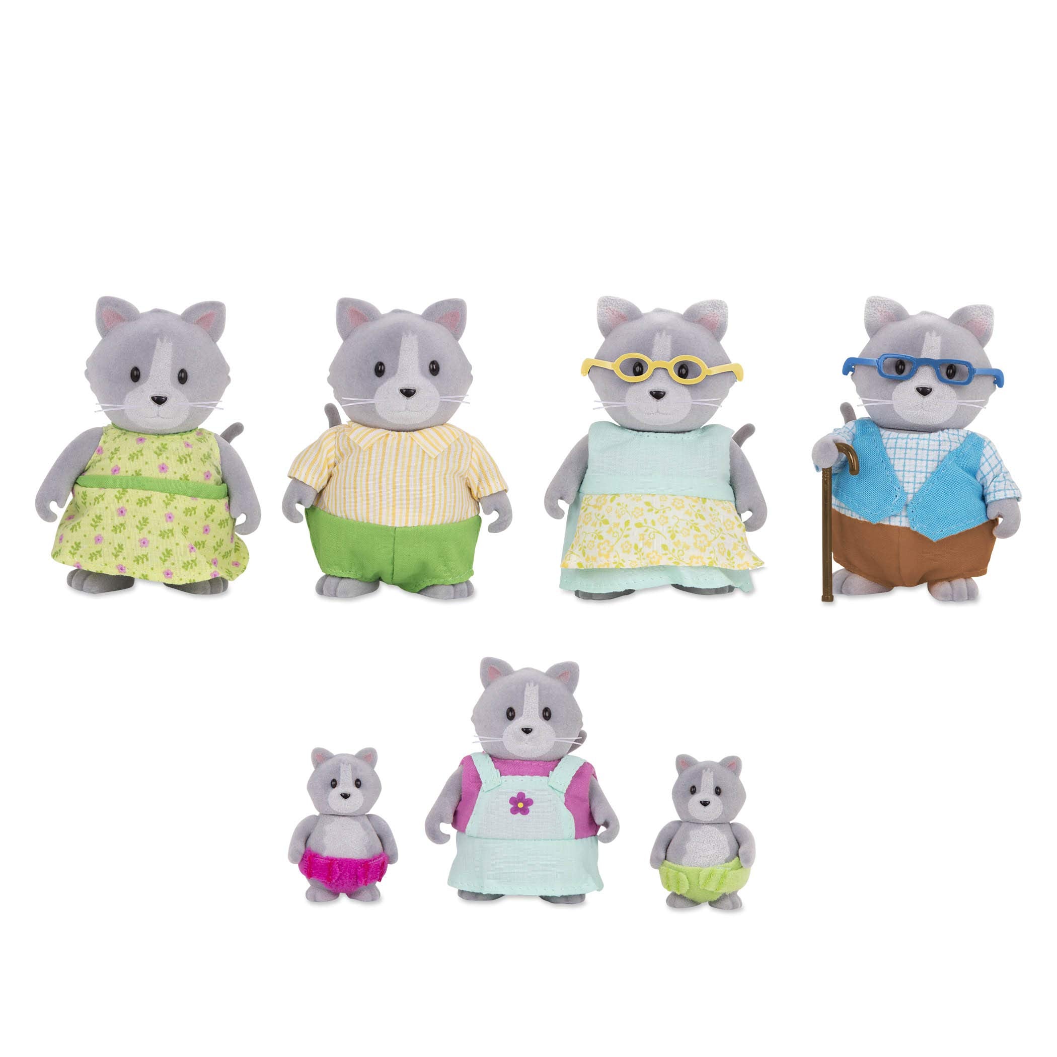 Li'l Woodzeez – The Daintypaw Cats – Collectible Toy Cat Figurines – 7-Piece Playset for Kids