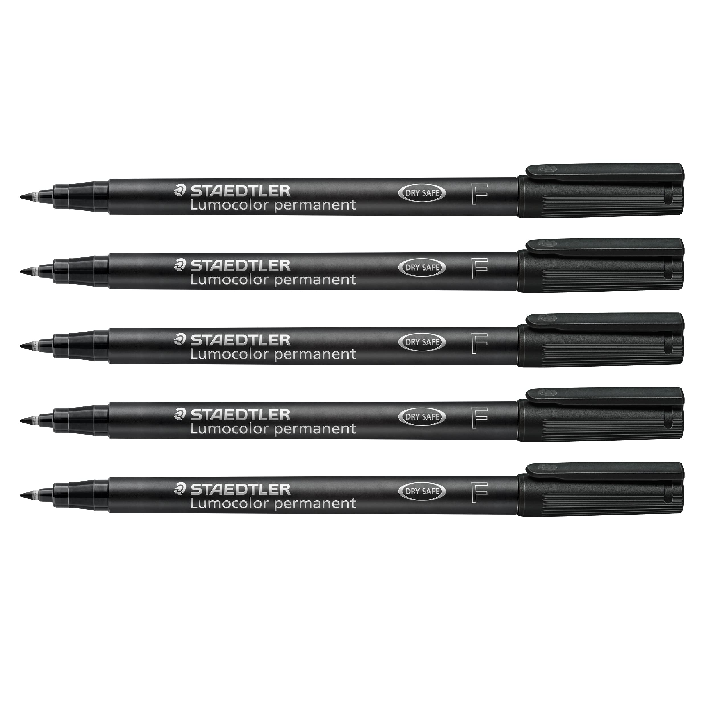 STAEDTLER Lumocolor Permanent Marker - Smudge-Proof & Waterproof | Fine 0.6mm, Black, 5 Pack