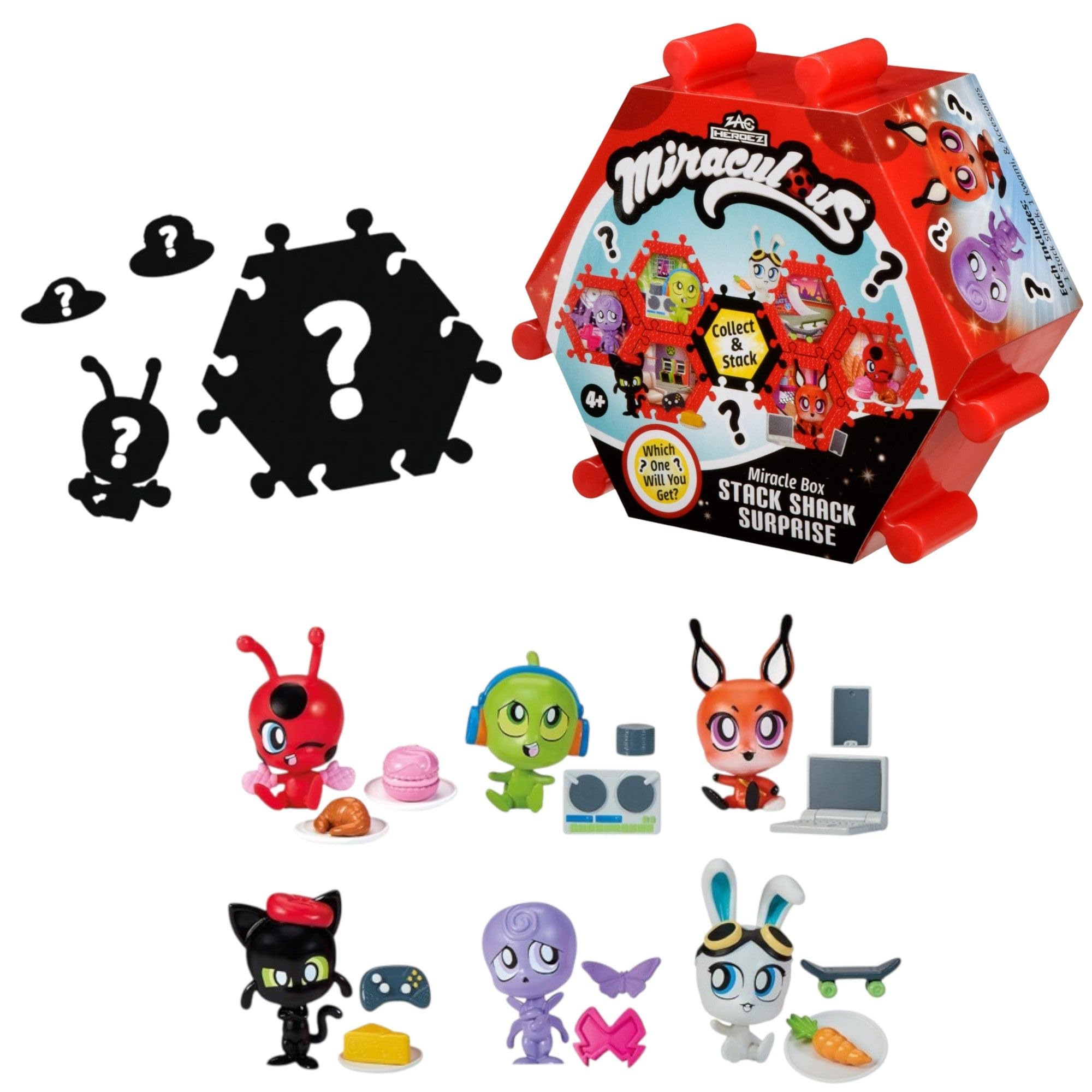 Bandai Miraculous Shack Stack Surprise - Ladybug & Cat Noir Chibi Figure with Accessories 1