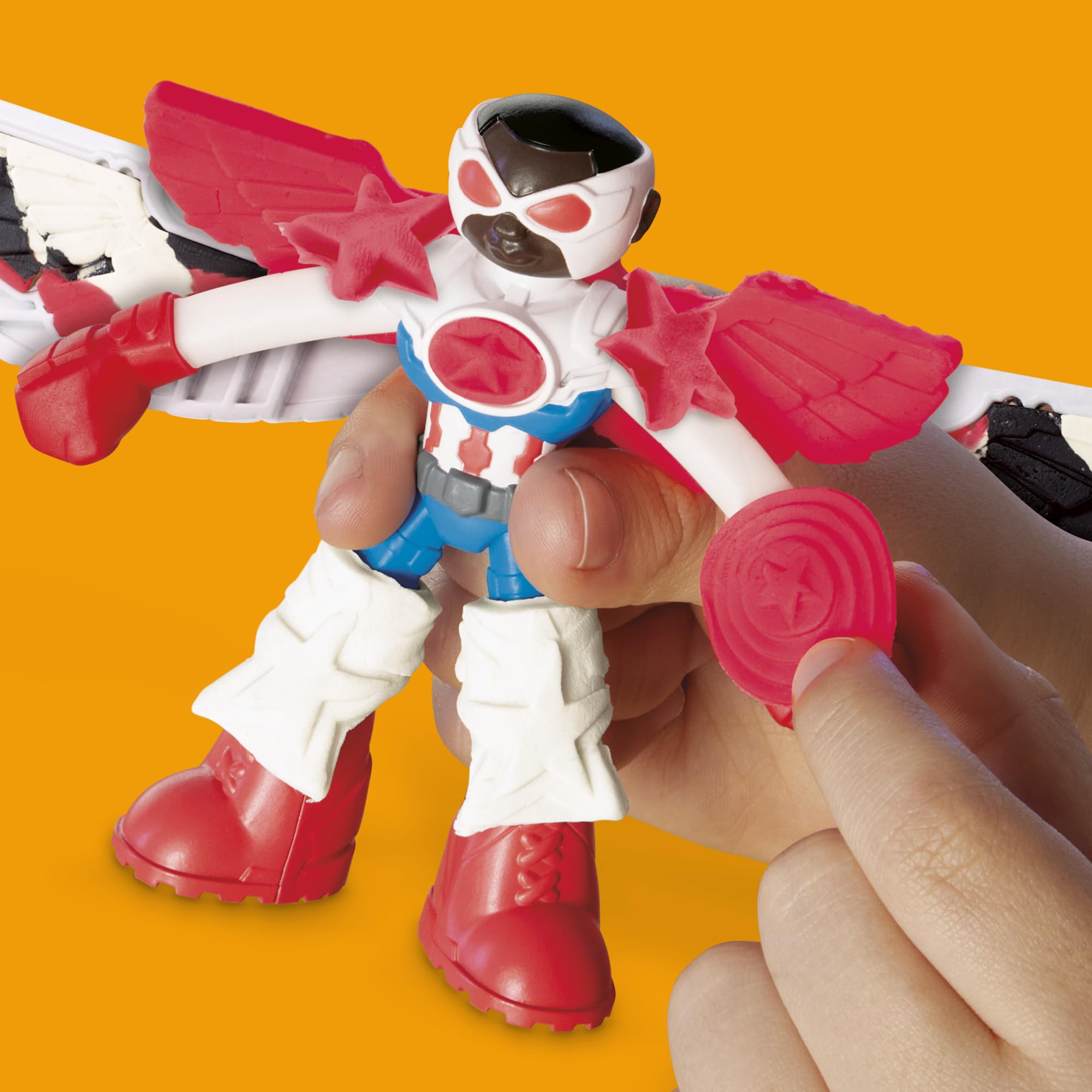 Play-Doh Marvel Captain America Moto-Slicer Playset - Bendy Figure, Motorbike Tool & 3 Tubs, Ages 4+ 5