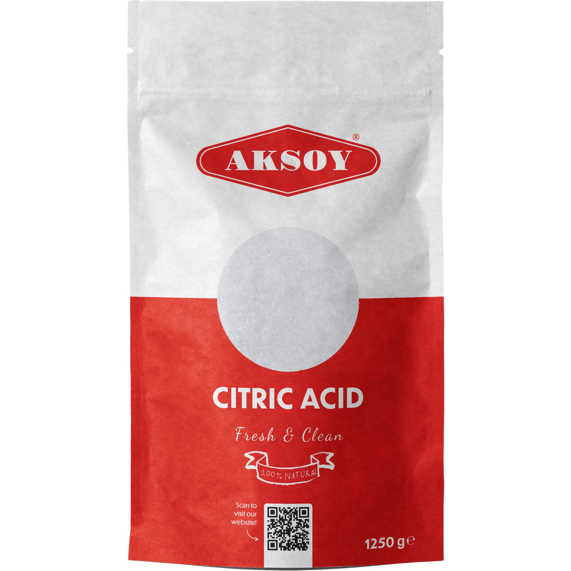 AKSOY Food Grade Citric Acid - Anhydrous Non-GMO De-Scaler | 1.25kg Granule 1