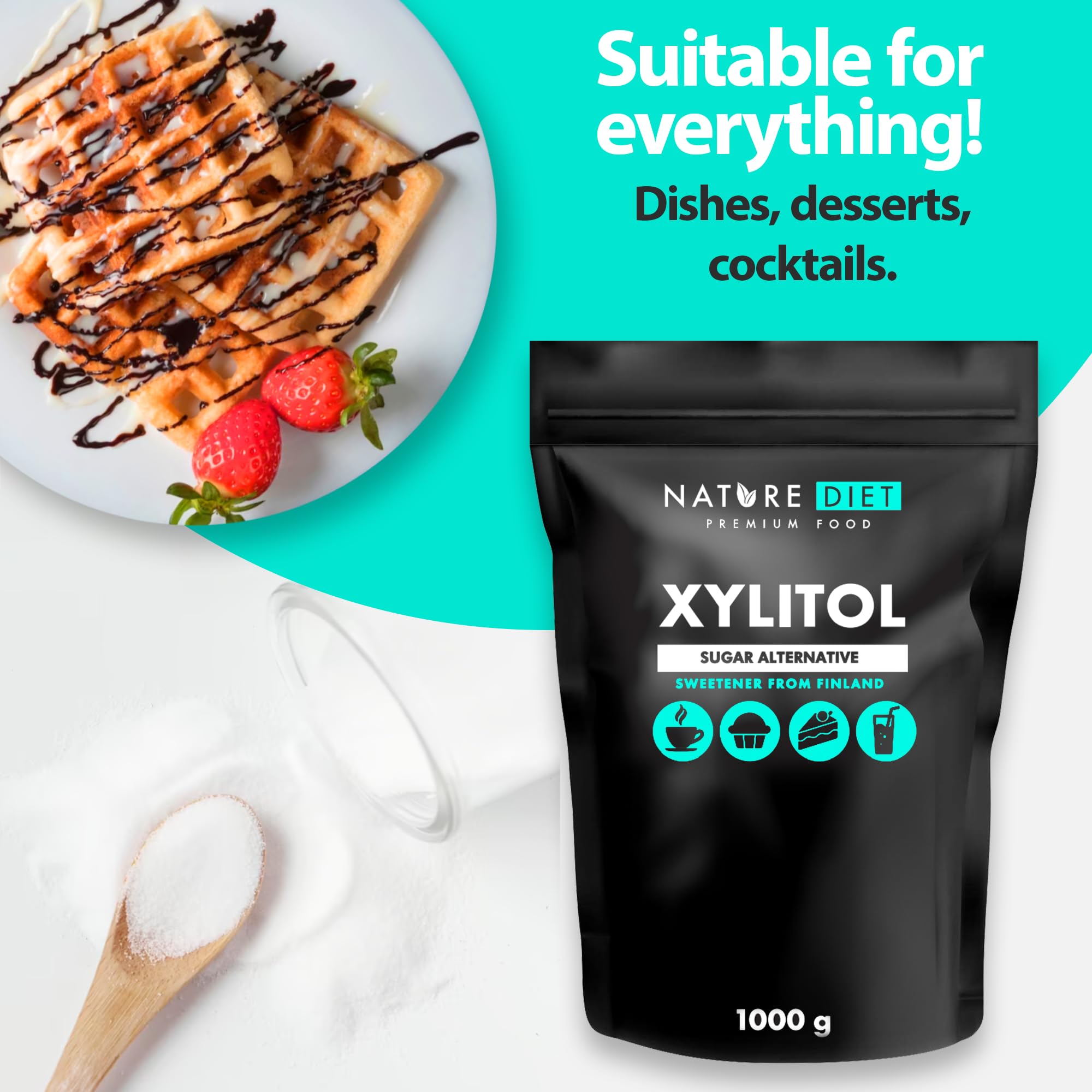 Nature Diet Xylitol Sugar Substitute - 1kg Birch Sugar from Finland | Low GI Sweetener 6
