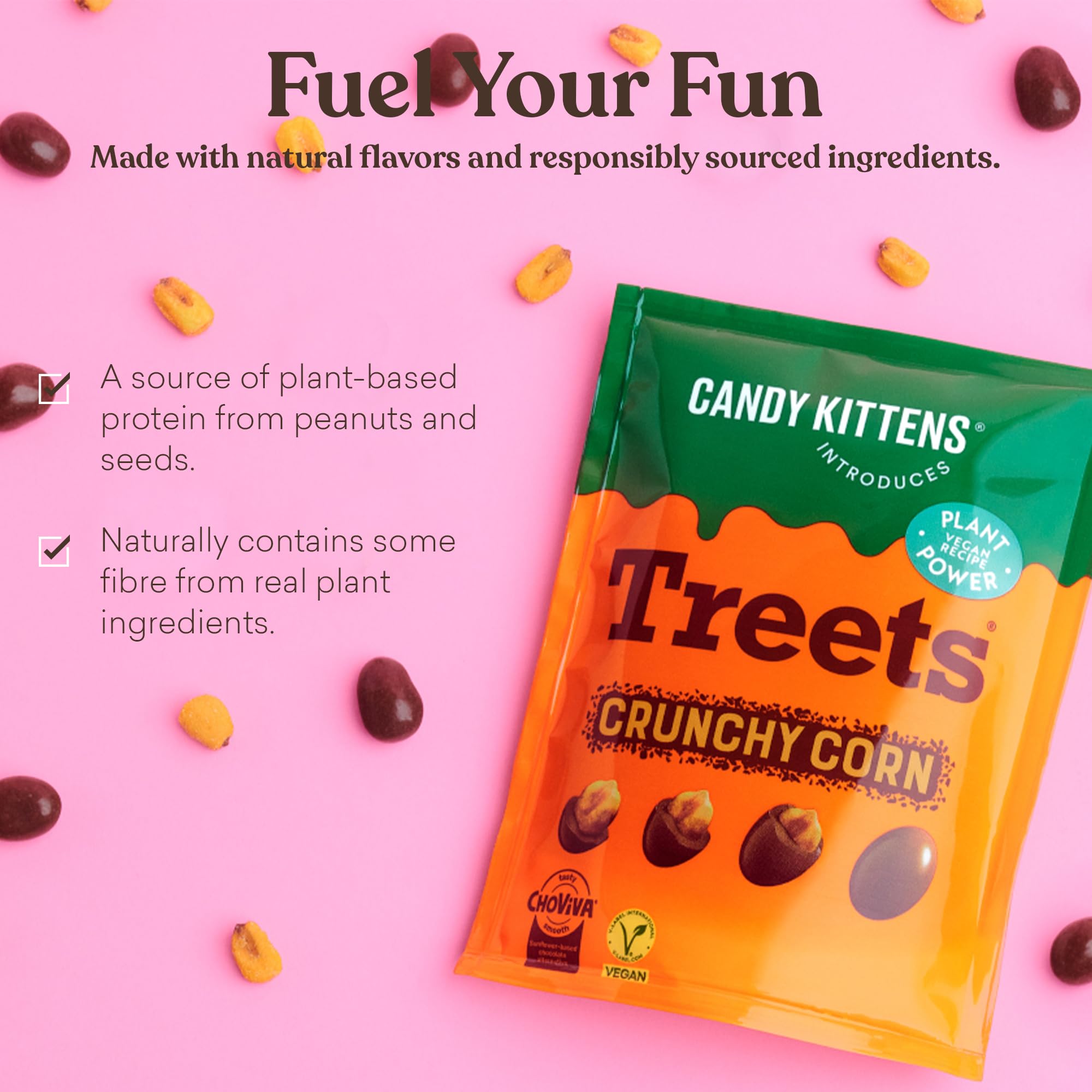 CANDY KITTENS Crunchy Treets Vegan Chocolate Covered Crunchy Corn | 120g Pack of 1 7