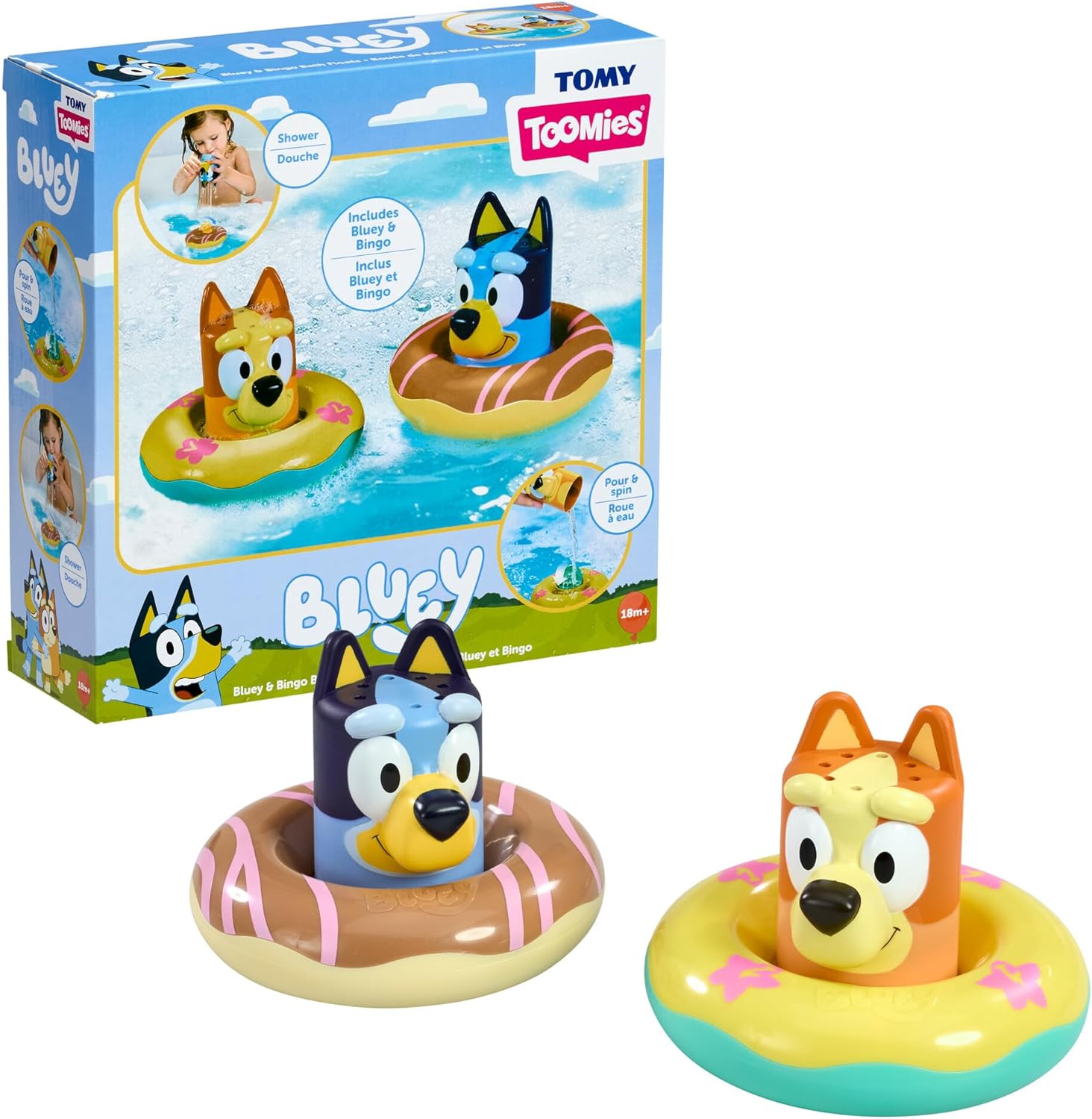 Toomies Bluey Bath Float 2 Pack - Pouring Cups with Water Wheels for Toddlers 1