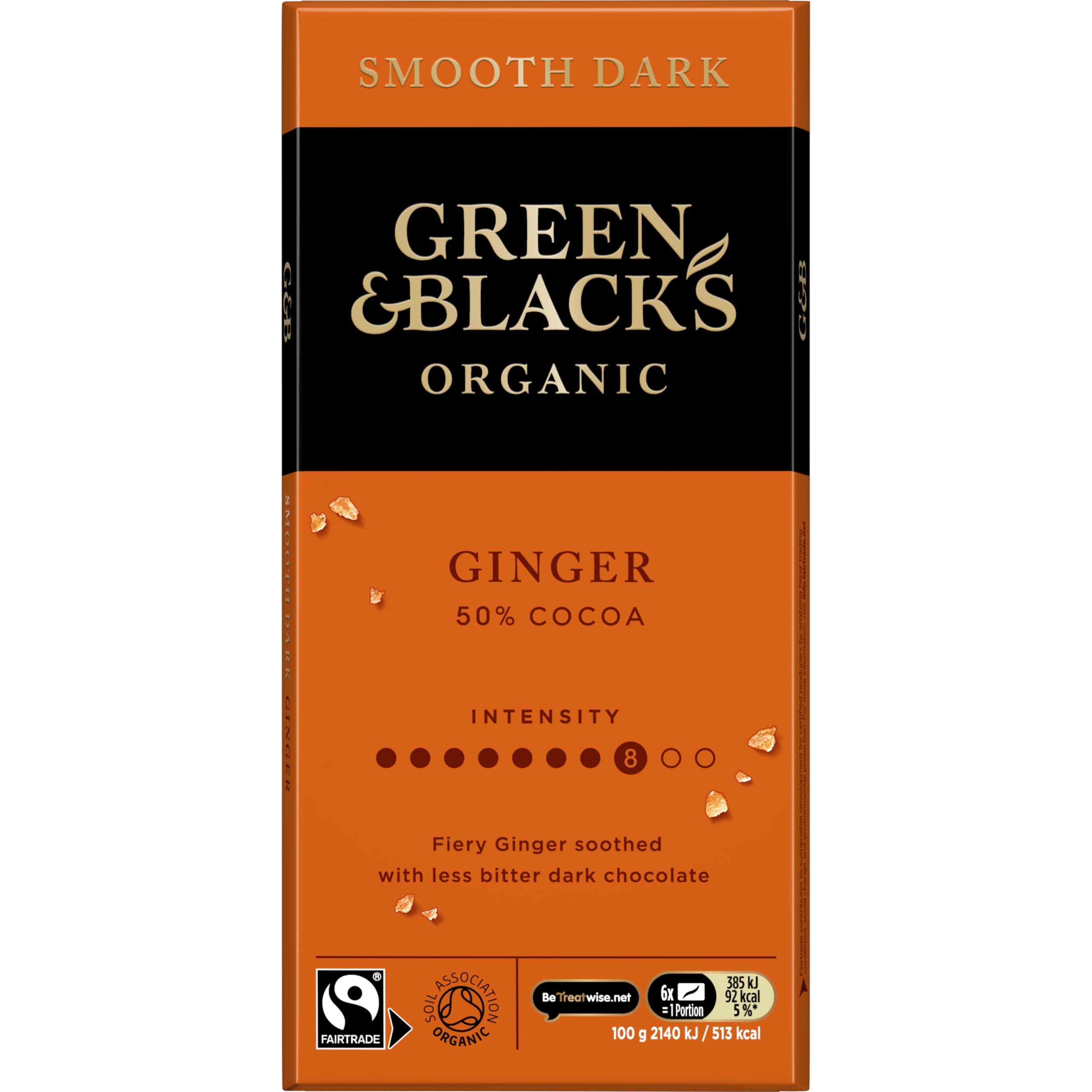 Green & Black's Organic Ginger Smooth Dark Chocolate Bar 50% Cocoa, 100g 8