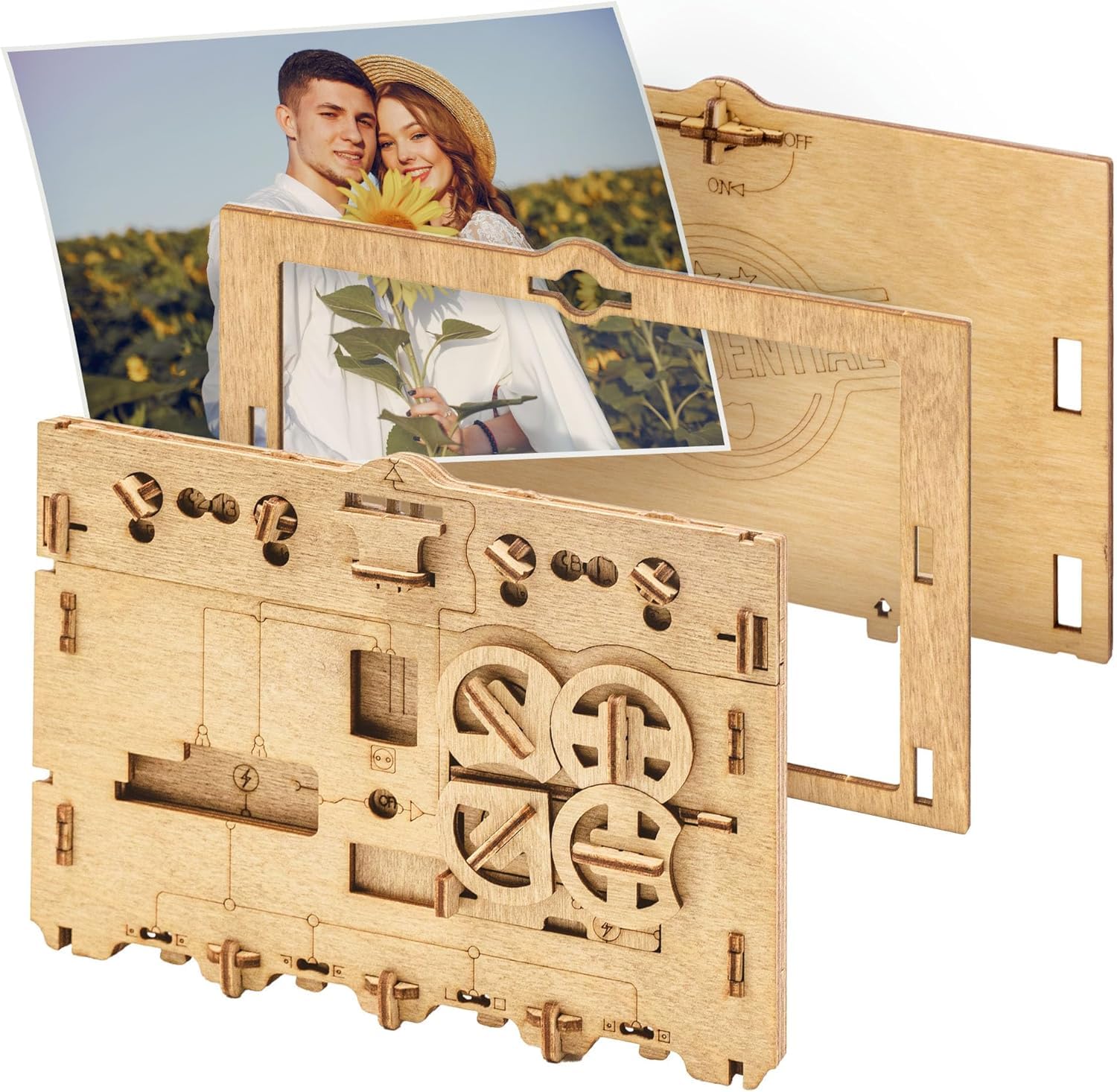 iDventure Clueframe - Secret Picture Frame Puzzle Box | Customizable 4-Digit Code | Birch Wood 1