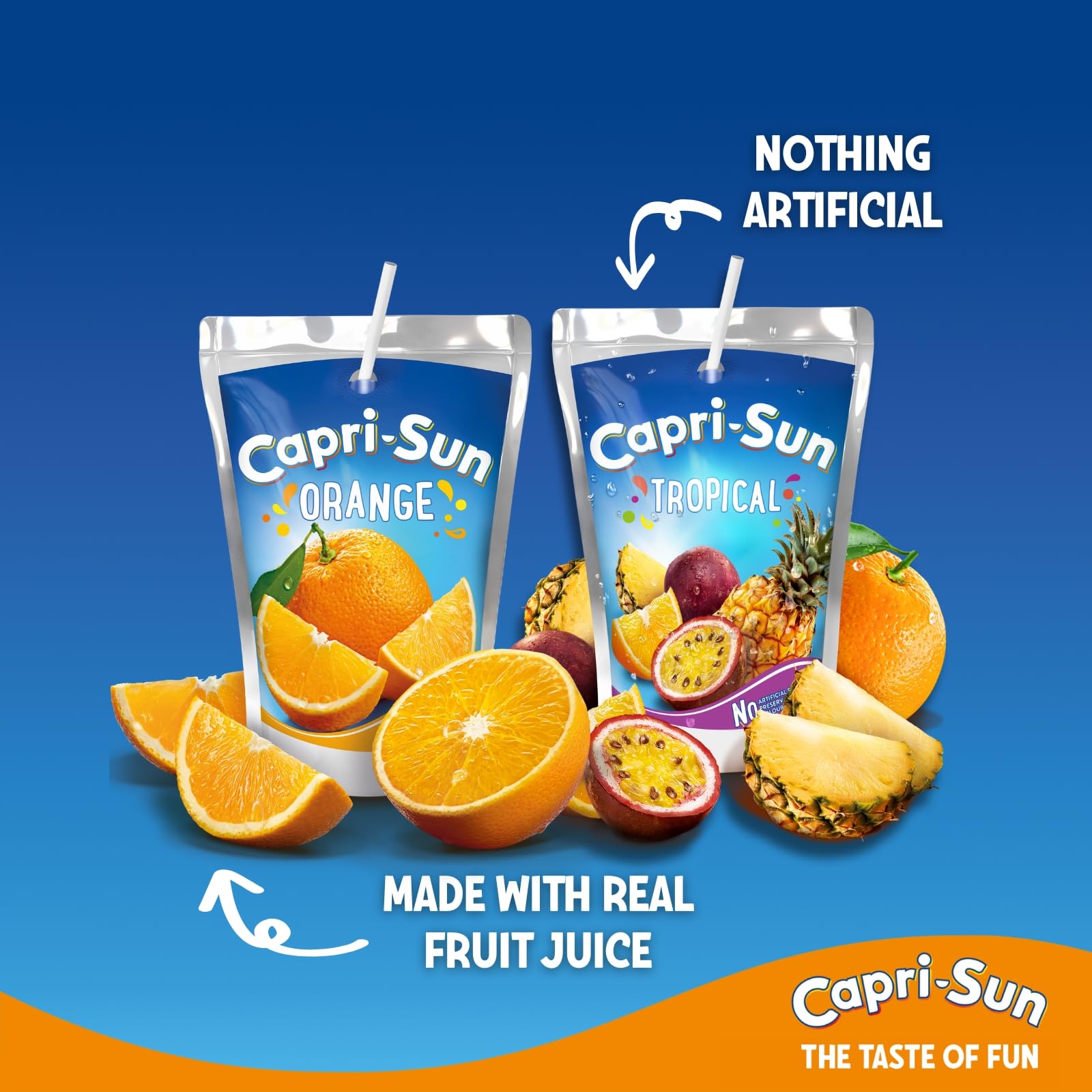 Capri-Sun Tropical Fruit Juice Pouches - 8 x 200 ml Value Pack | Stevia Sweetened