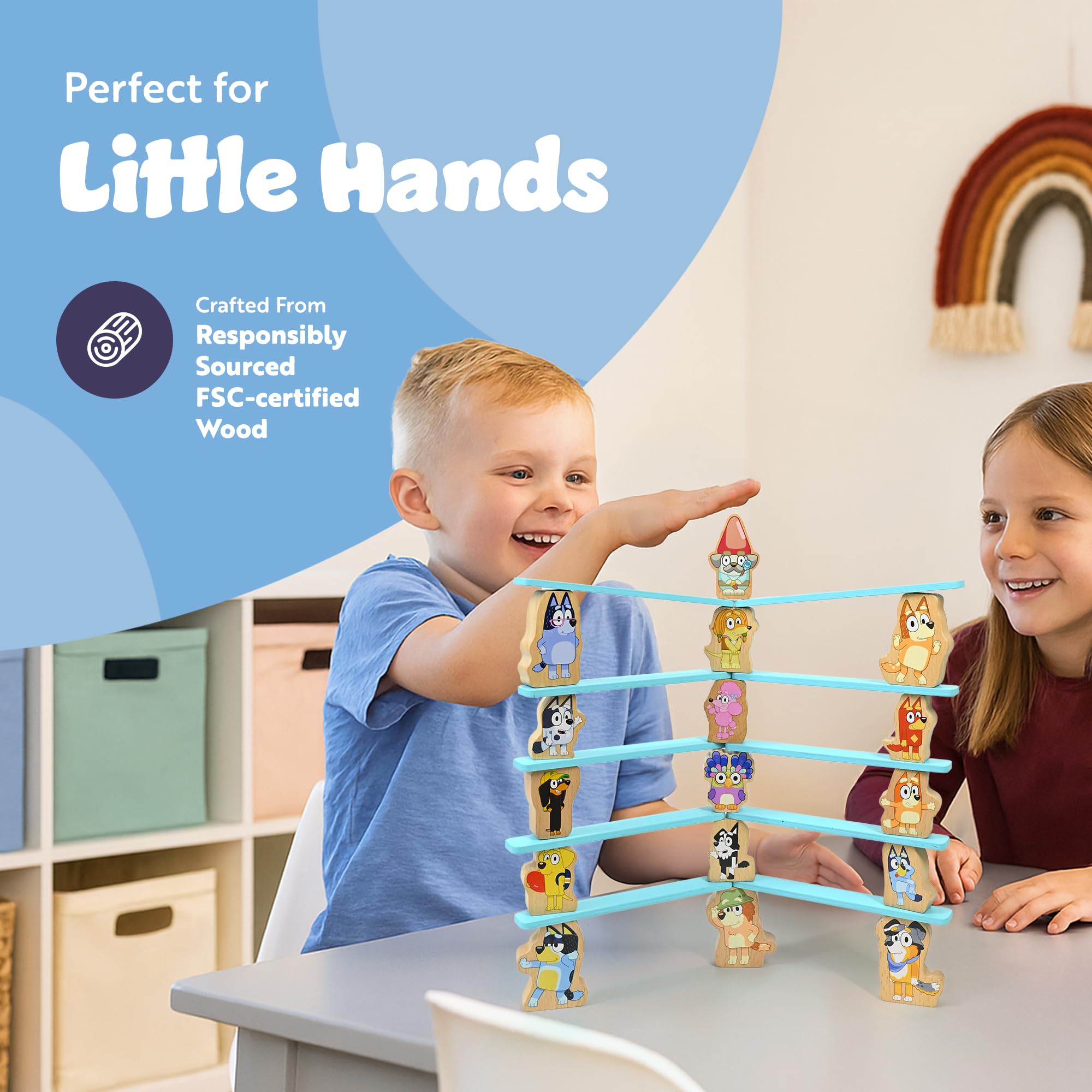 Bluey Wooden Stacking Game - Balancing Toy with 16 Characters for Kids 3+ 9