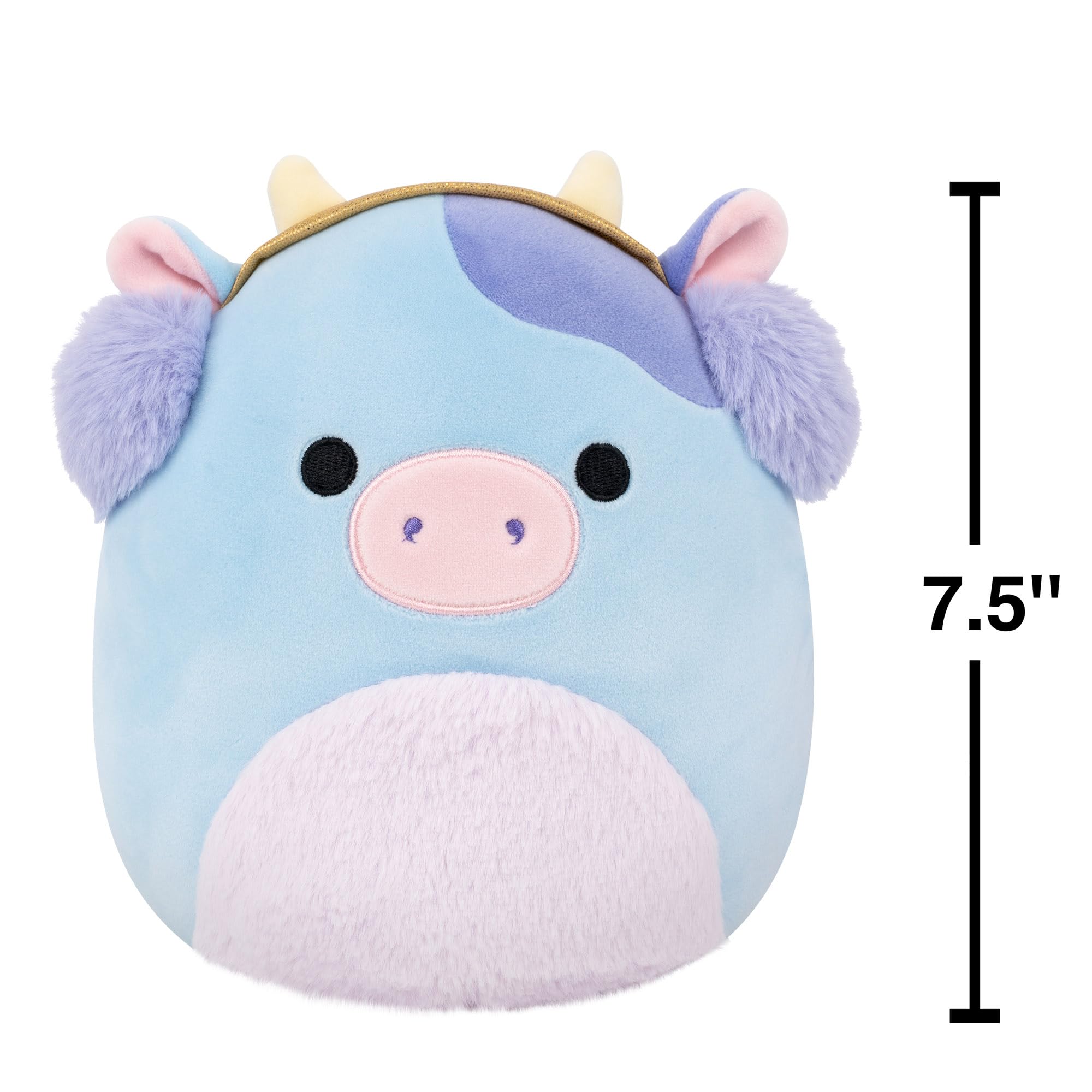 Squishmallows Clayton the Blue Cow with Earmuffs - 7.5-Inch Plush Toy for Ages 3+ 12