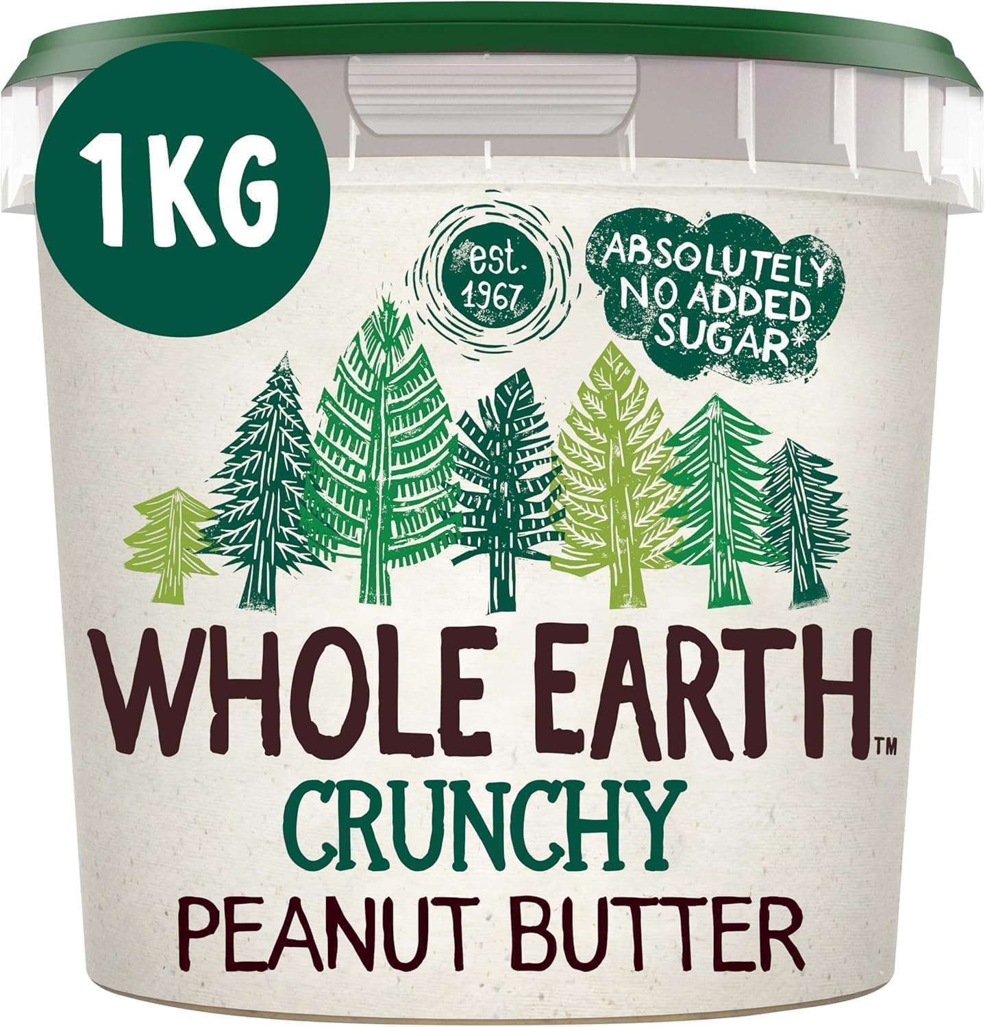 Whole Earth Crunchy Peanut Butter 1 kg - No Added Sugar, High in Fibre, Gluten Free 1