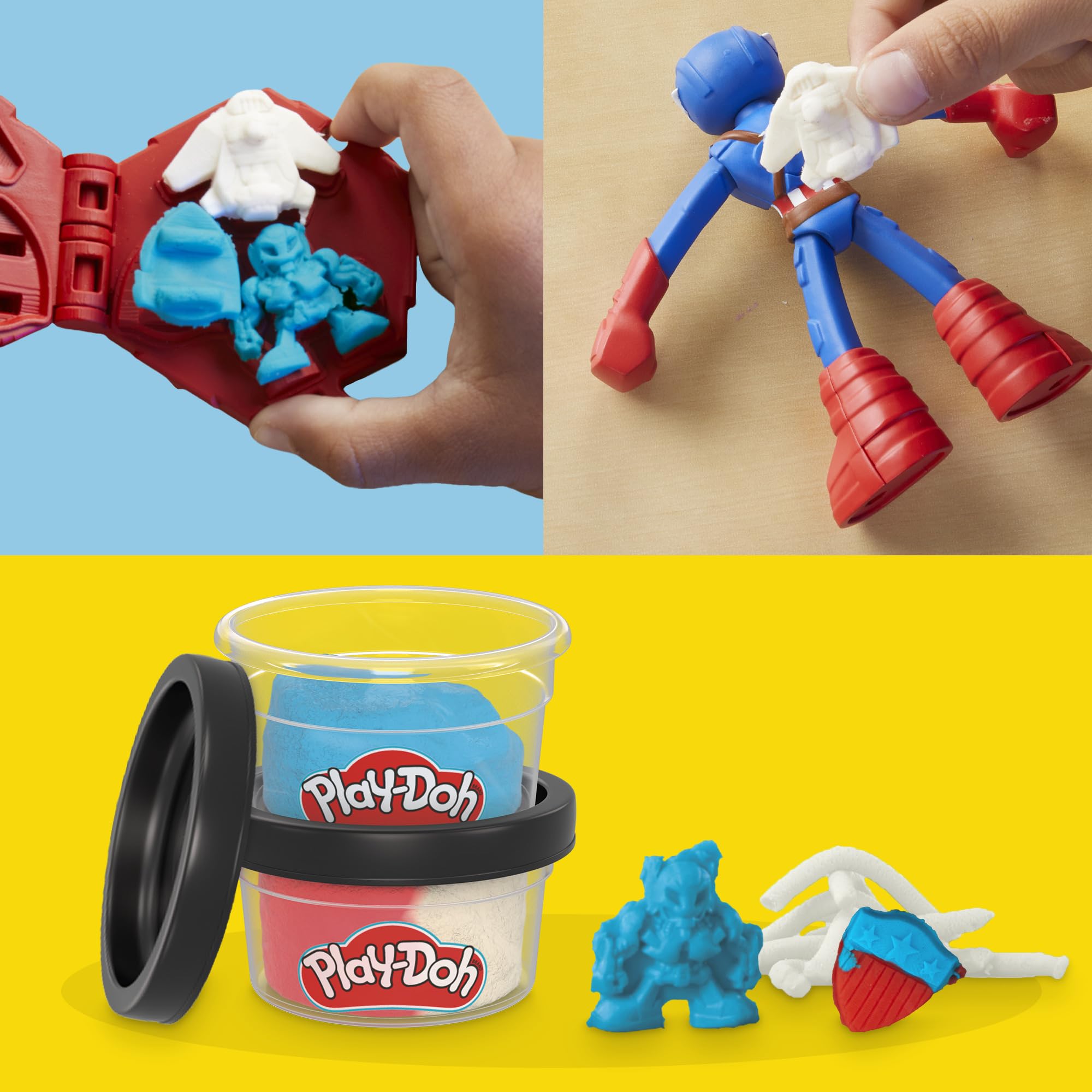 Play-Doh Marvel Captain America Stamping Shield Action Figure Playset | Ages 4+ 8