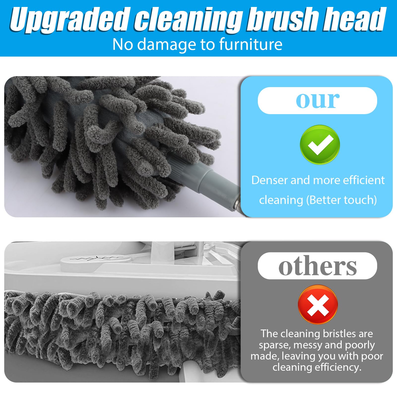 ASelected Extendable Feather Duster - 2.8m Reach | Microfiber Head | Stainless Steel Pole 5
