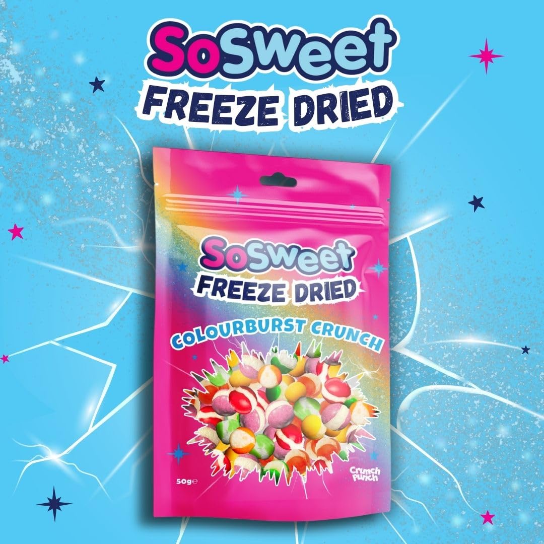SoSweet Colourburst Crunch Freeze Dried Sweets - Intense Fruity Flavour | 50g Pouch