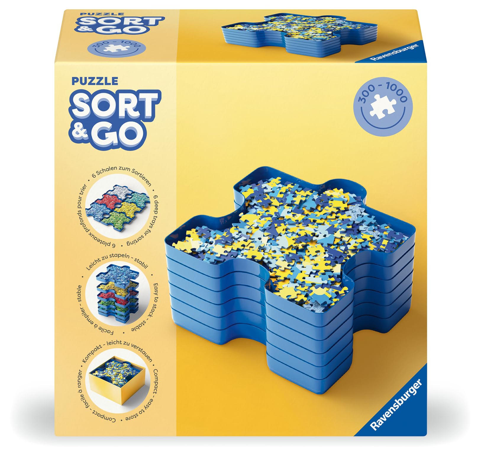 Ravensburger Sort Your Puzzle - 6 Stackable Puzzle Piece Sorting Trays 12