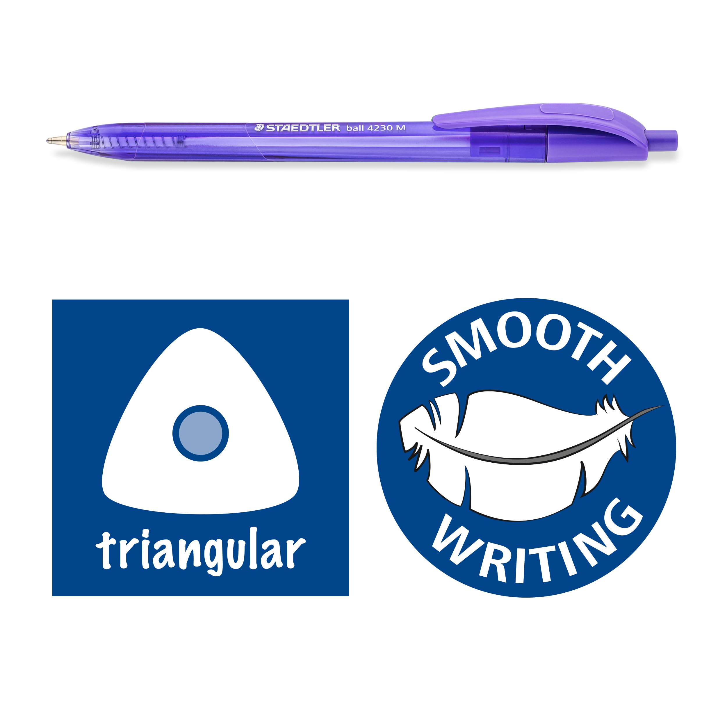 STAEDTLER 4230 M-6 Retractable Ballpoint Pen - 1.0mm Medium Point, Purple Ink | Box of 10 4