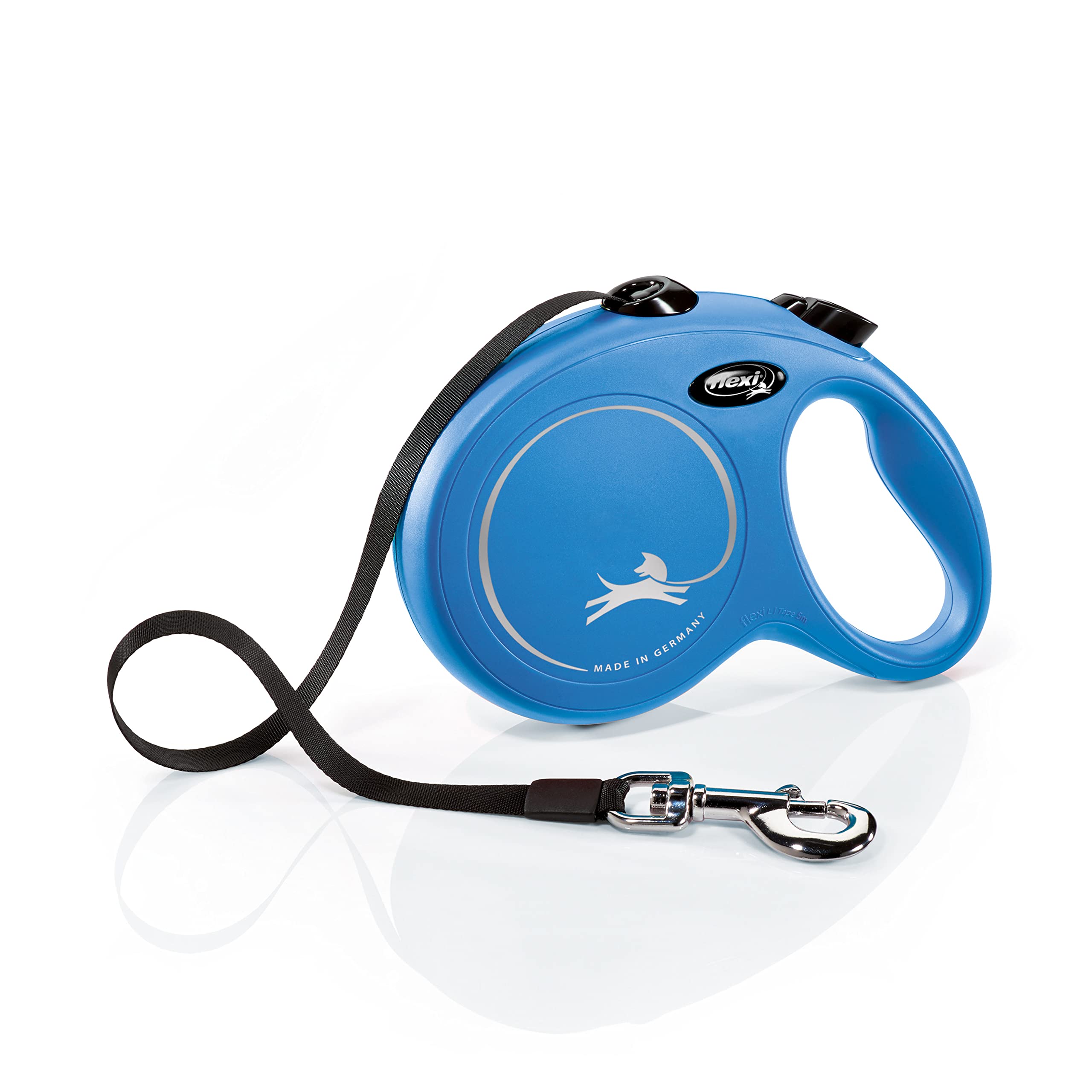 flexi New Classic Retractable Lead - 8m Tape for Dogs up to 50kg | Blue | L Size