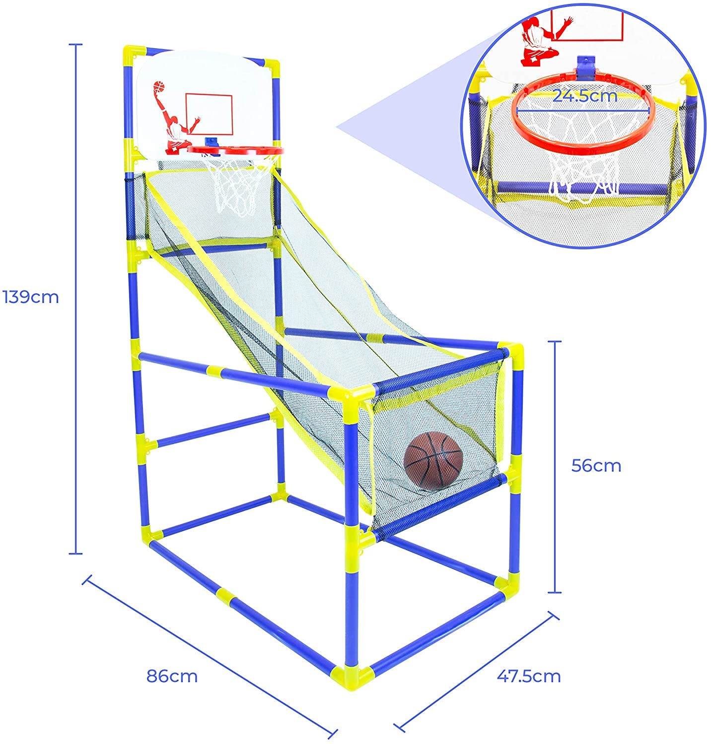 Global Gizmos 55639 Arcade Basketball Hoop - Indoor/Outdoor Use | Easy Assembly | Includes 2 Balls & Pump