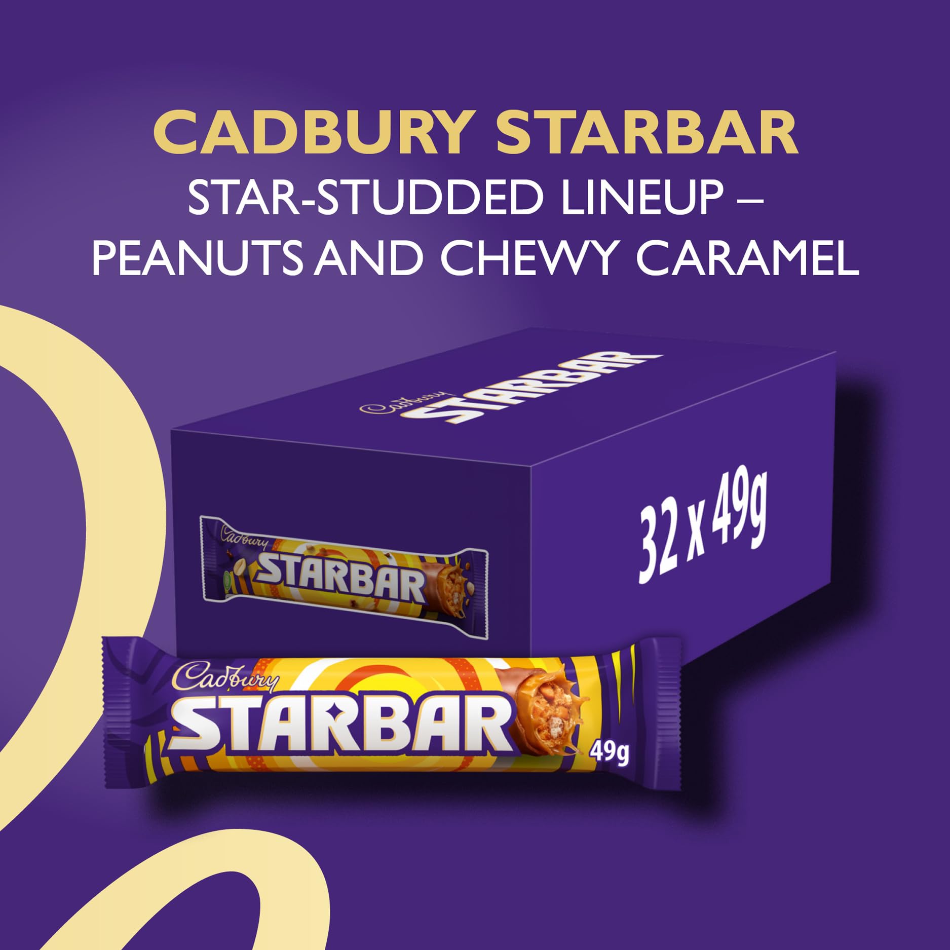 Cadbury Starbar Chocolate Bar, Milk Chocolate with Caramel & Peanut Centre, Pack of 32 (49g Each) 8