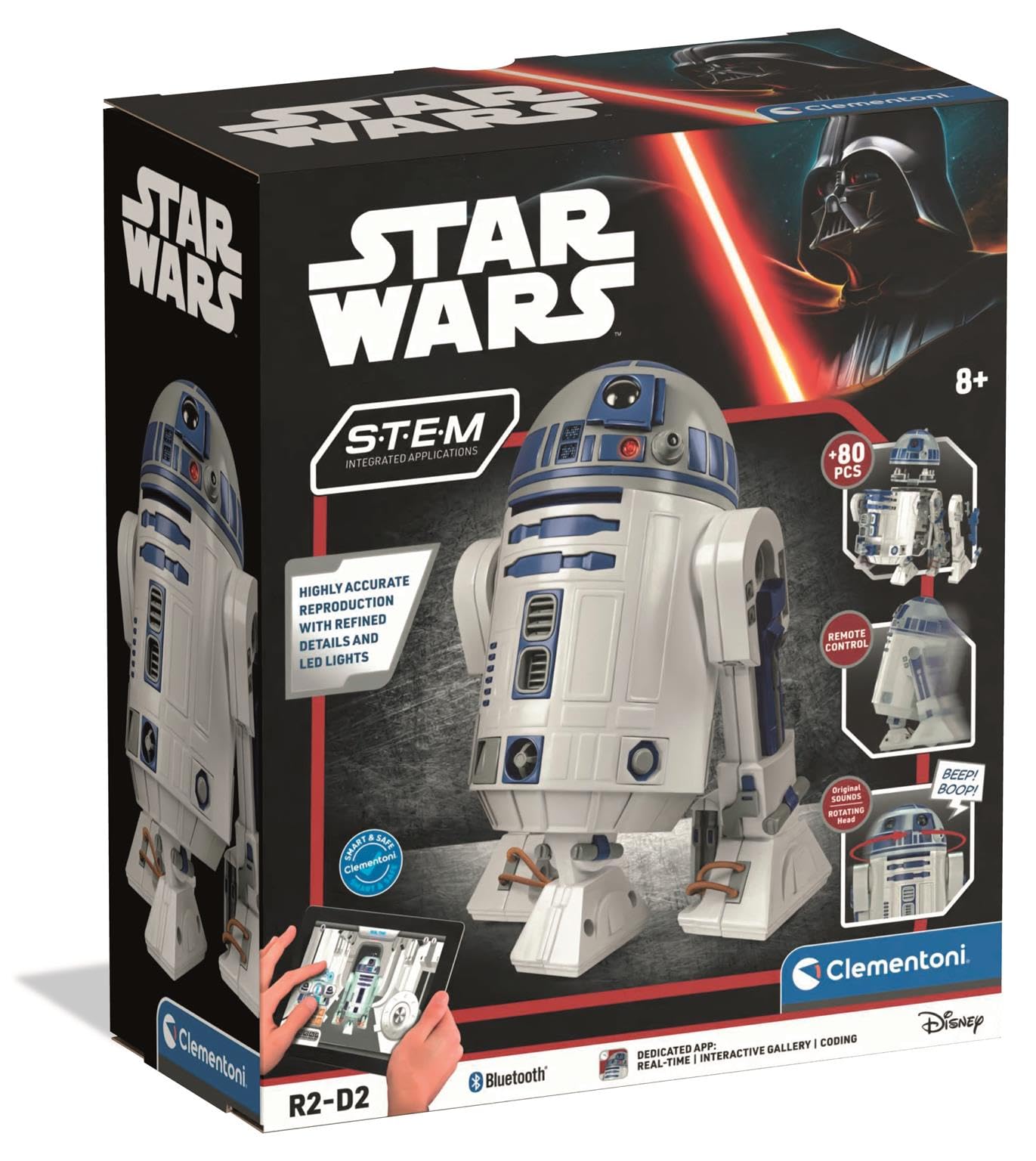 Clementoni R2-D2 Robot - Buildable Star Wars Robot with LED Lights & App Control