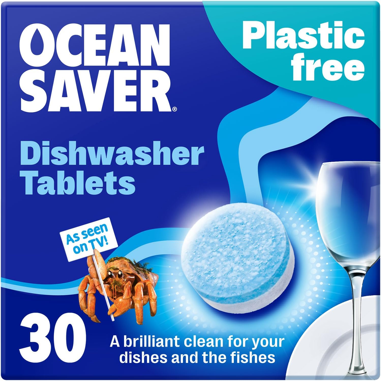 OceanSaver Eco-Friendly Dishwasher Tablets - Pack of 30, Non-Toxic, Plastic-Free & Fully Dissolvable with Rinse Aid & Dishwasher Salt 1