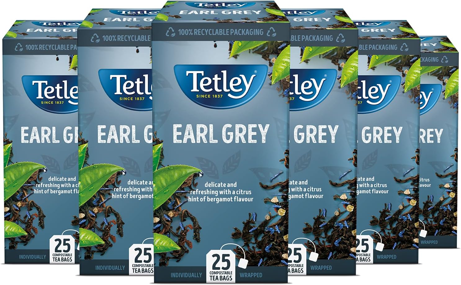 Tetley - Earl Grey Tea Black Tea, 150 Teabags (6 x 25) 1