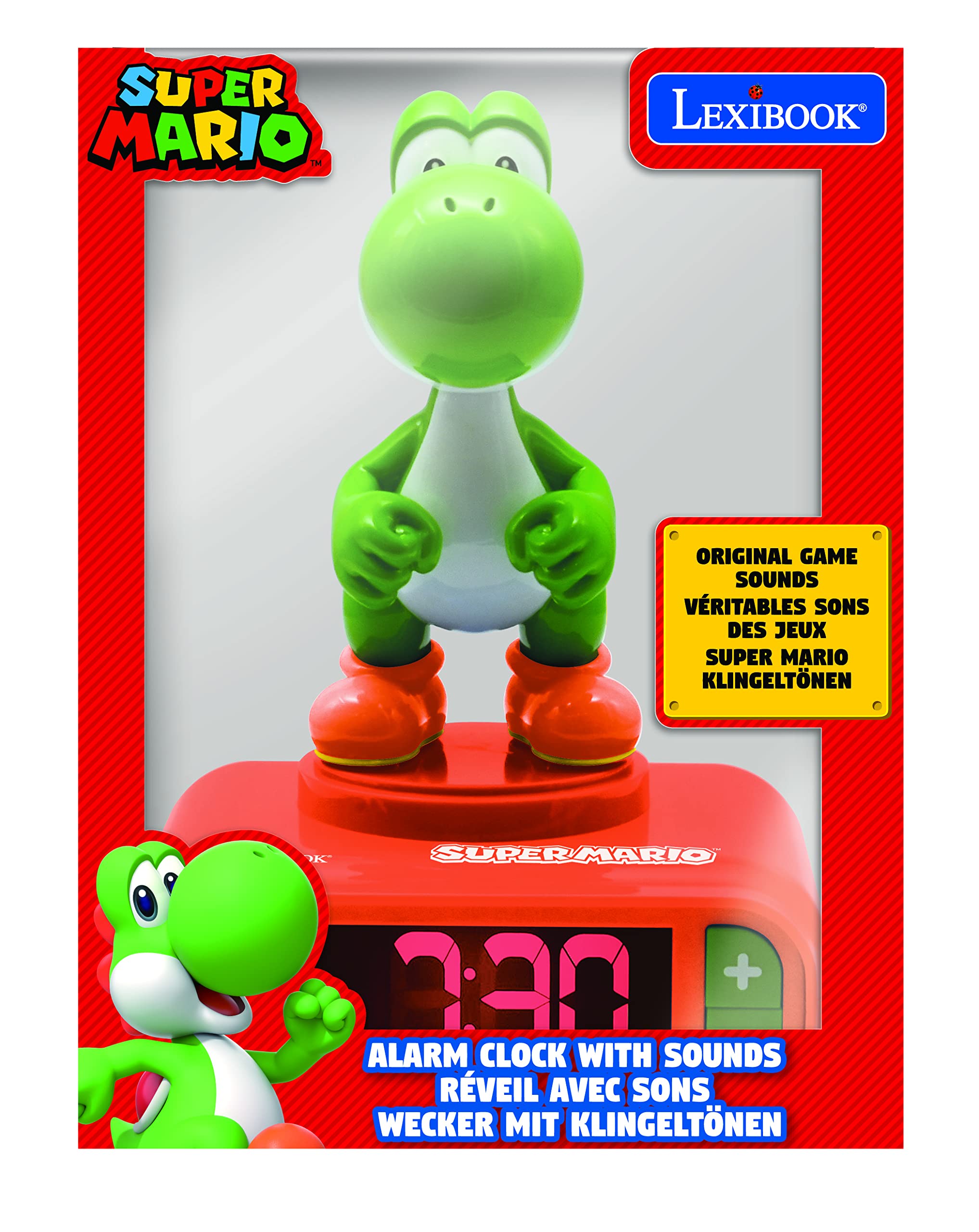 Lexibook Super Mario Yoshi Sound Effects Alarm Clock with Backlit Display & Snooze 5