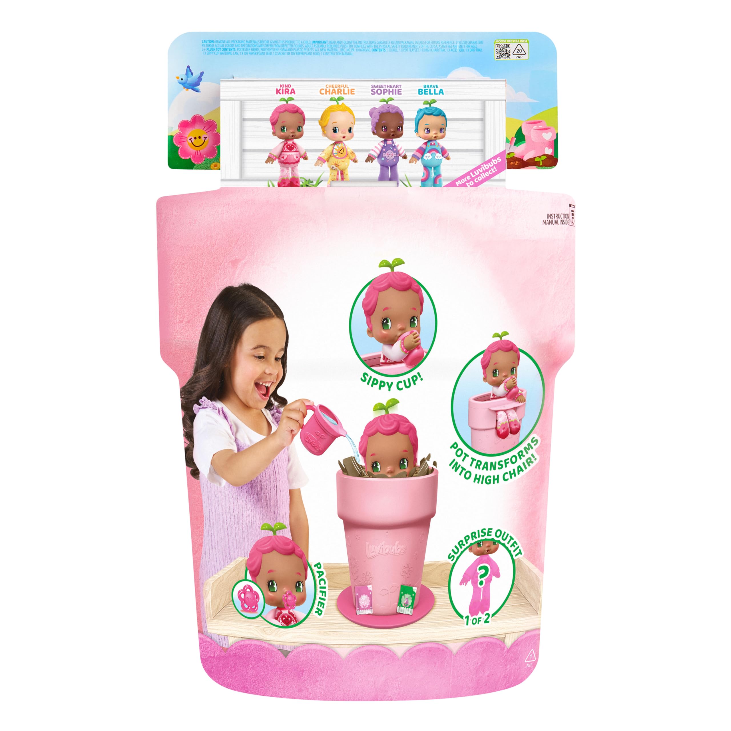 LUVIBUBS Kind Kira Baby Doll - Transforms from Pot to Highchair | Ages 3+ | Includes Seed & Fertilizer 7