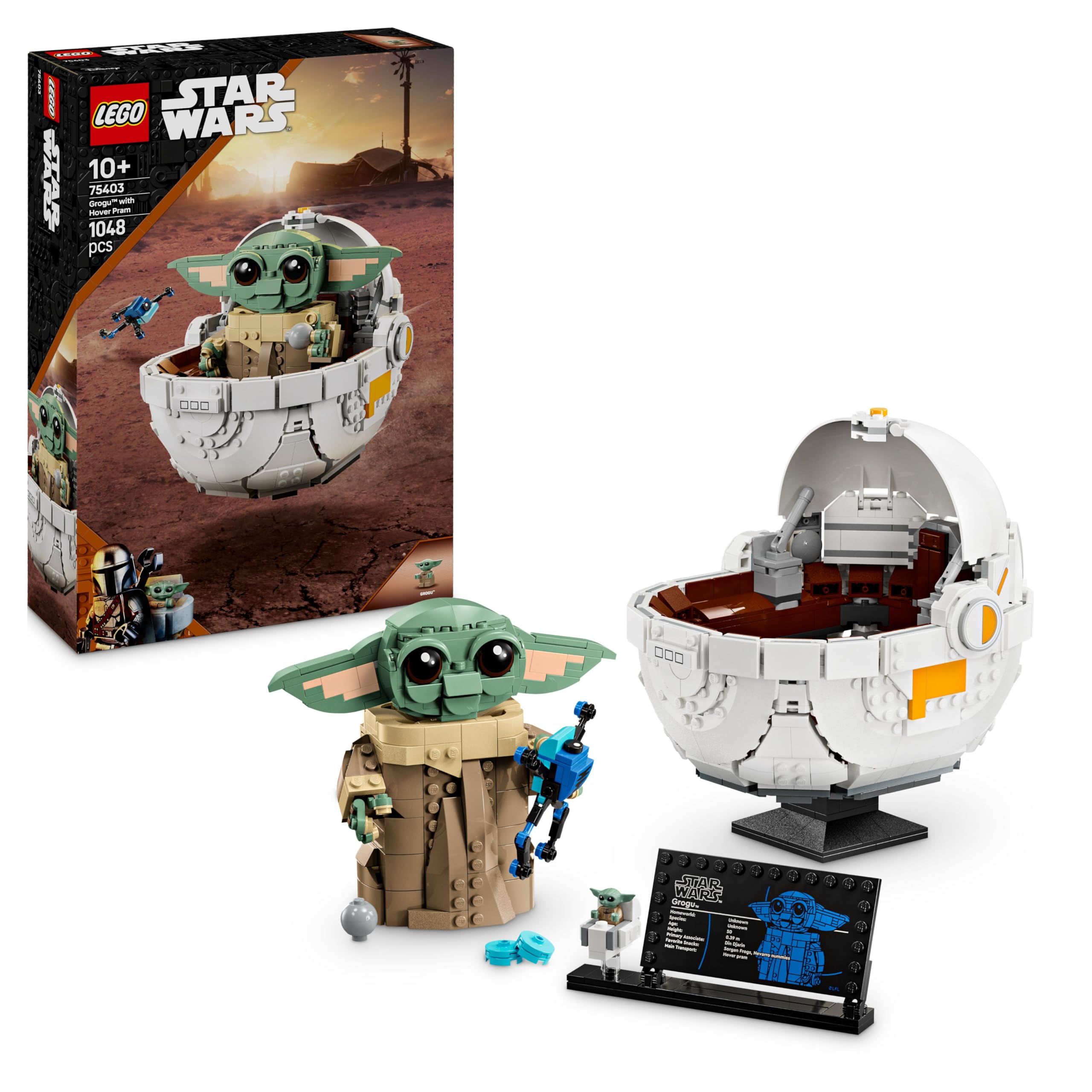 LEGO Star Wars 75403 Grogu with Hover Pram Building Toy Set - Buildable Display Model for Kids 10+ 1