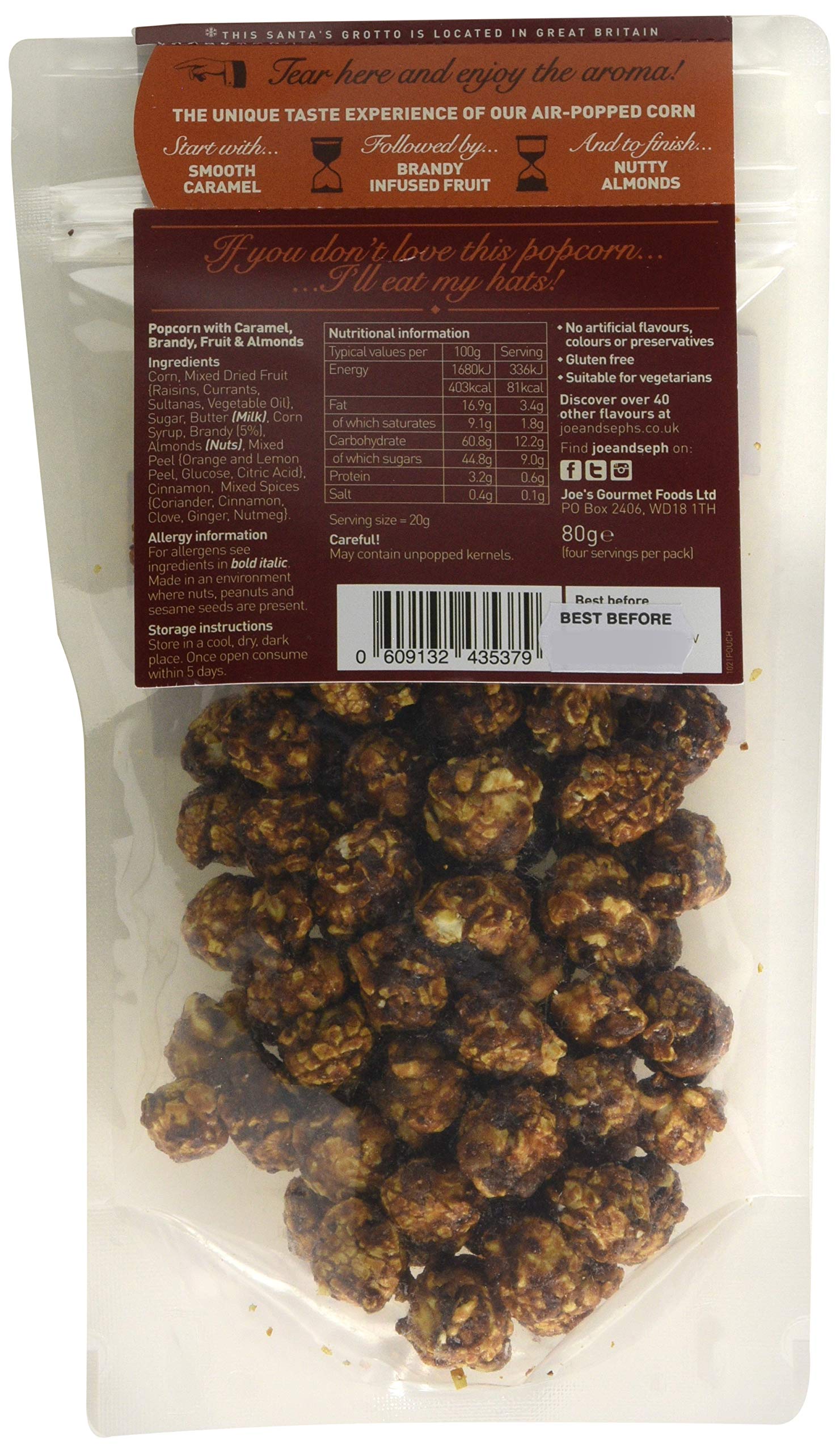 Joe & Seph's Mince Pie Popcorn Pouch 80g - Festive Flavoured Popcorn with Brandy & Spices 4