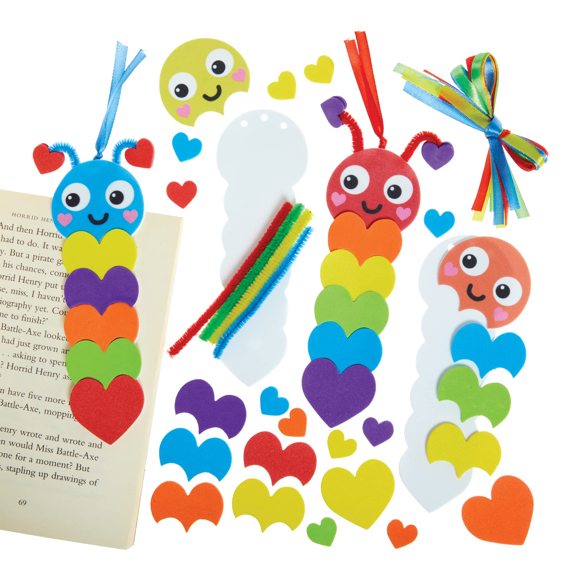 Baker Ross FX455 Caterpillar Rainbow Love Heart Bookmark Craft Kit - Pack of8 13