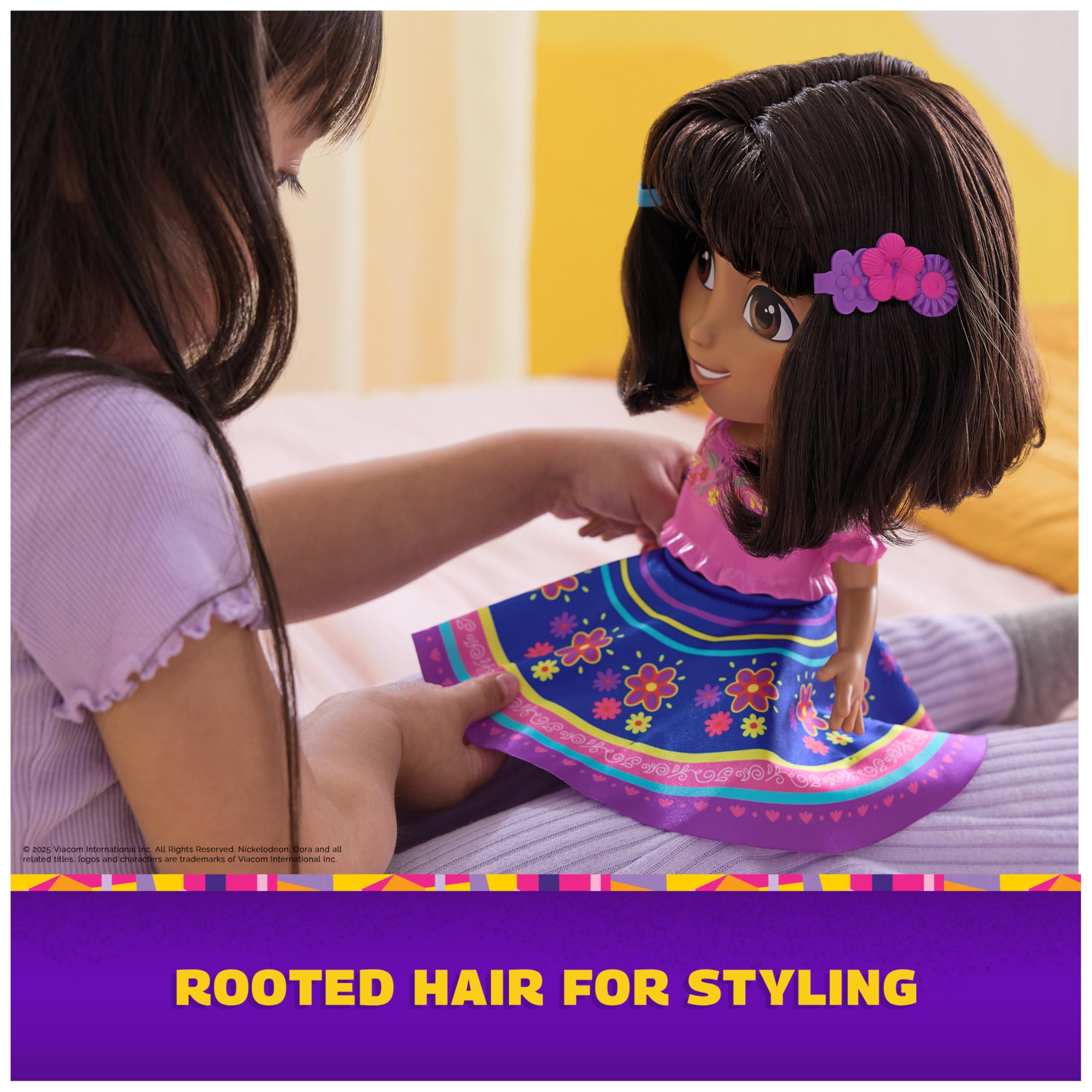 DORA Dance with Me Dora Interactive Dancing Doll | Bilingual | Includes 2 Skirts | Ages 3+ 9